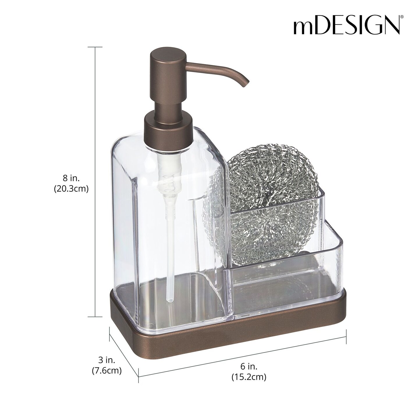 mDesign Plastic Kitchen Sink Countertop Hand Soap Dispenser