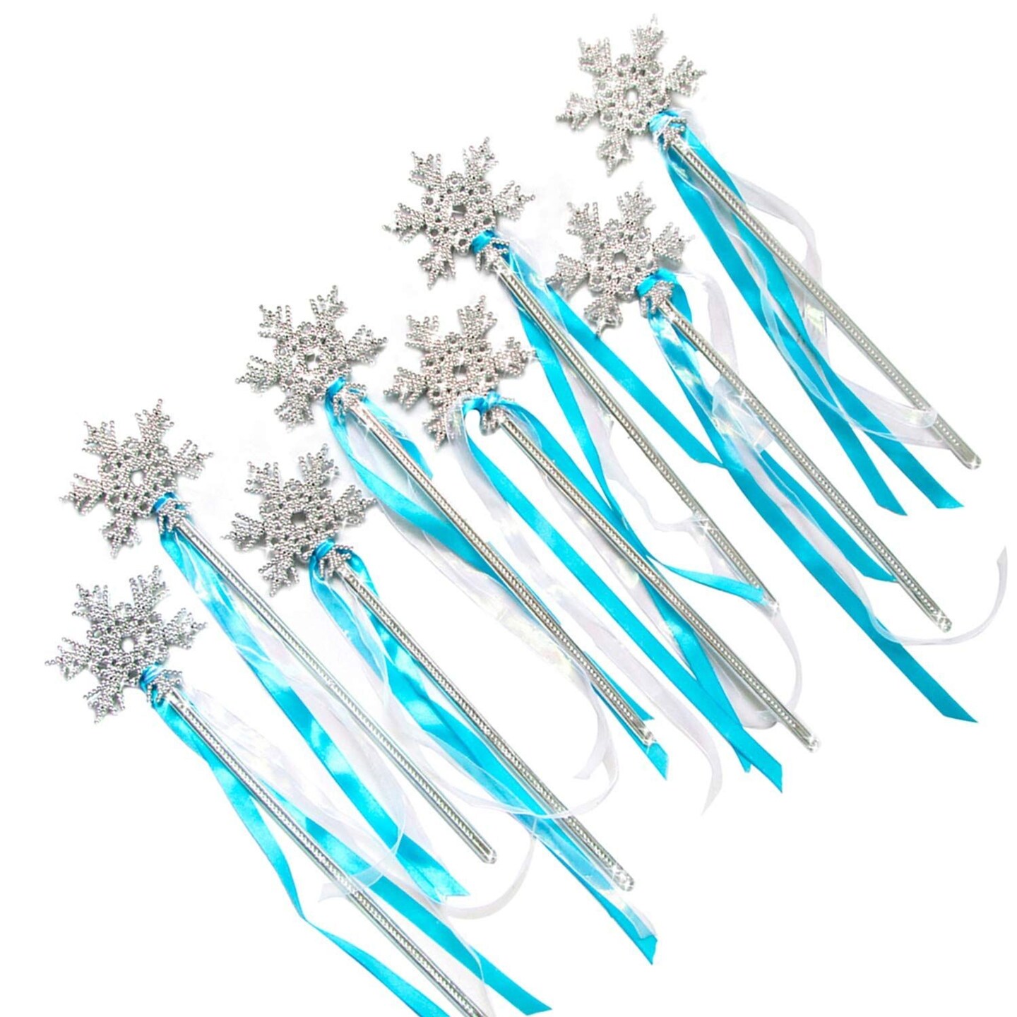Butterfly Craze Sparkling Snowflake Fairy Wands - Set of 8, Perfect Party Favors for Frozen, Princess, or Fairy-Inspired Birthday Parties &#x26; Dress-Up Play, Shine Like a Star with these Magical Scepters
