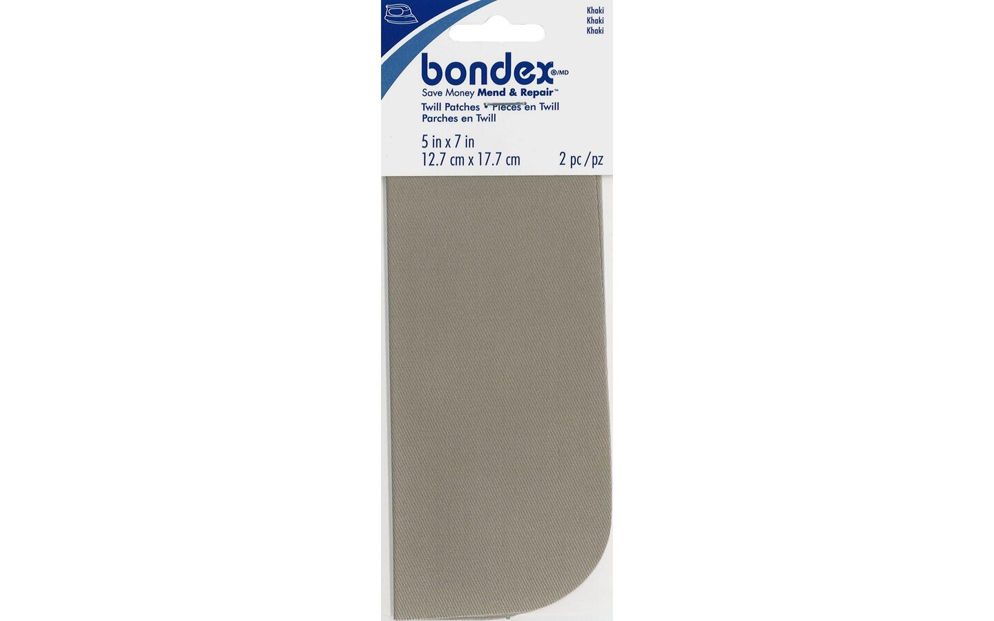 Wrights Bondex Iron On Patch 5x7 Khaki 2pc
