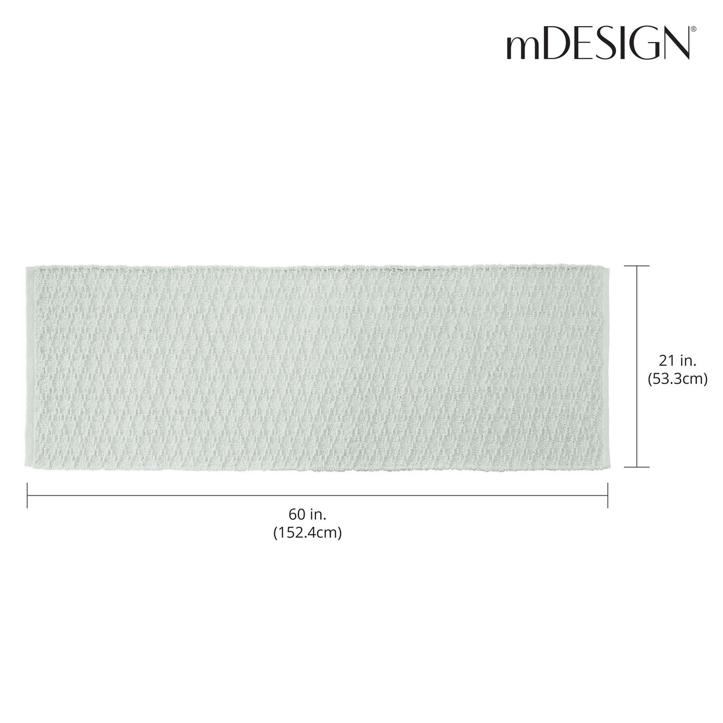 mDesign Bathroom Cotton Rectangular Rug, Long Runner, 60" x 21"
