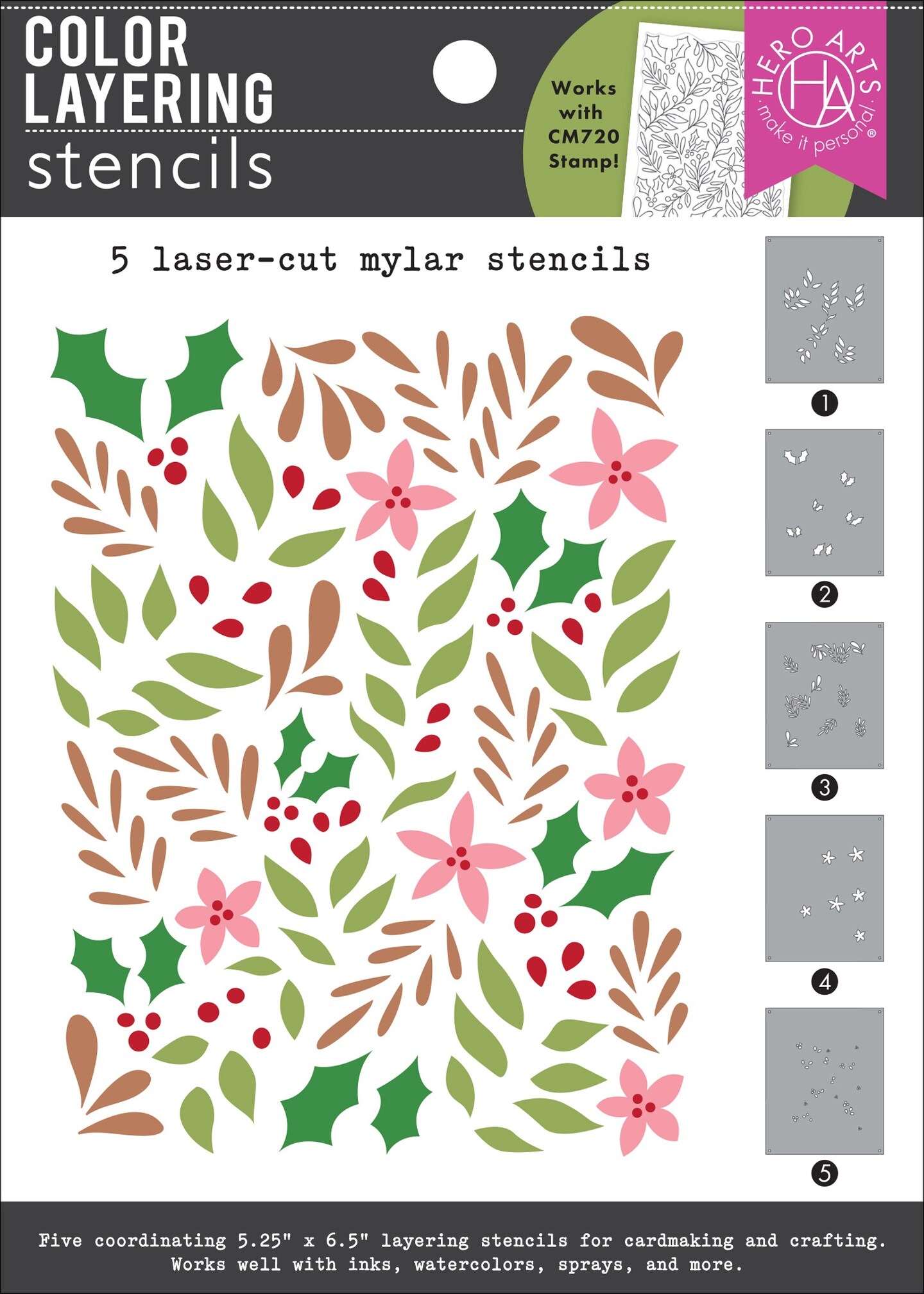 Hero Arts Stencil 5.25"X6.50"-Color Layering Christmas Foliage