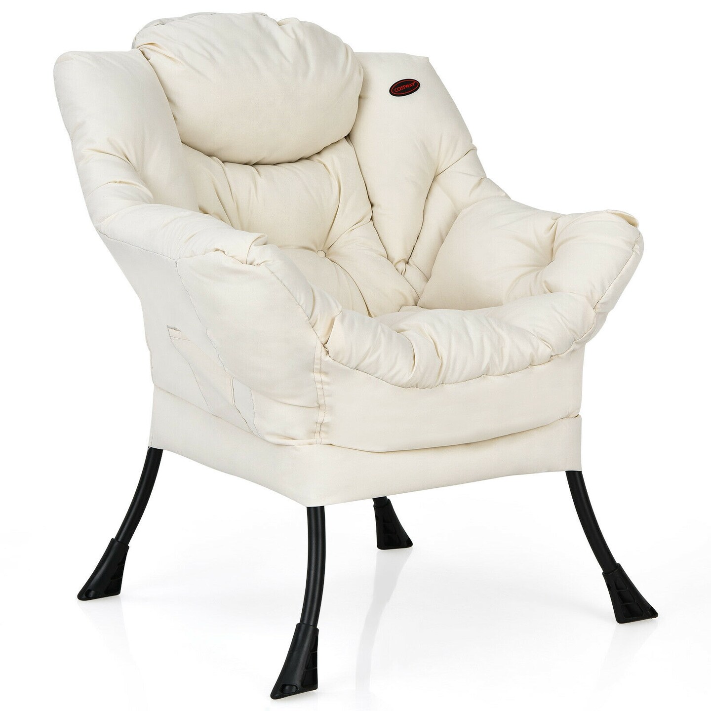 Modern Polyester Fabric Lazy Chair with Side Pocket and Tufted Design Perfect for Any Corner