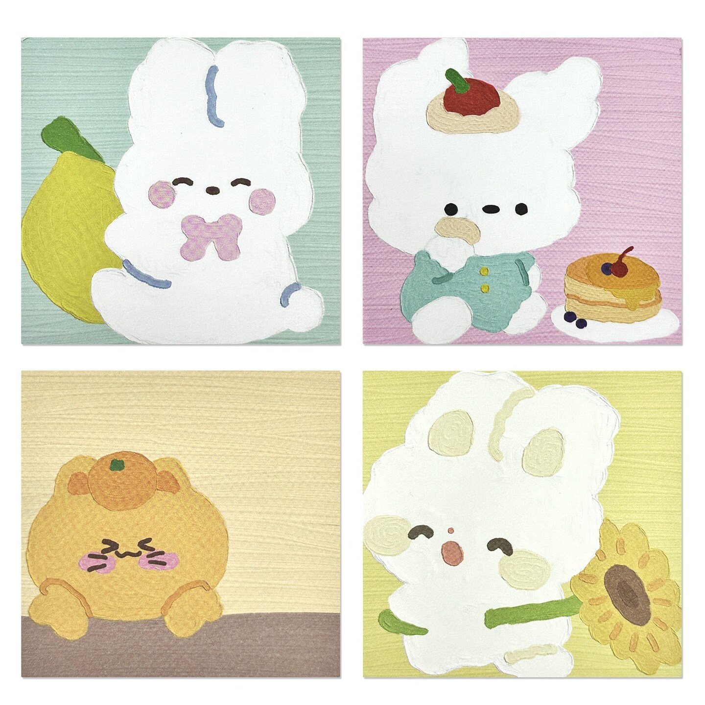 Wrapables Bunnies & Kitties Sticky Notes, Adhesive Memo Notepads for Home, Office, Work (Set of 4)