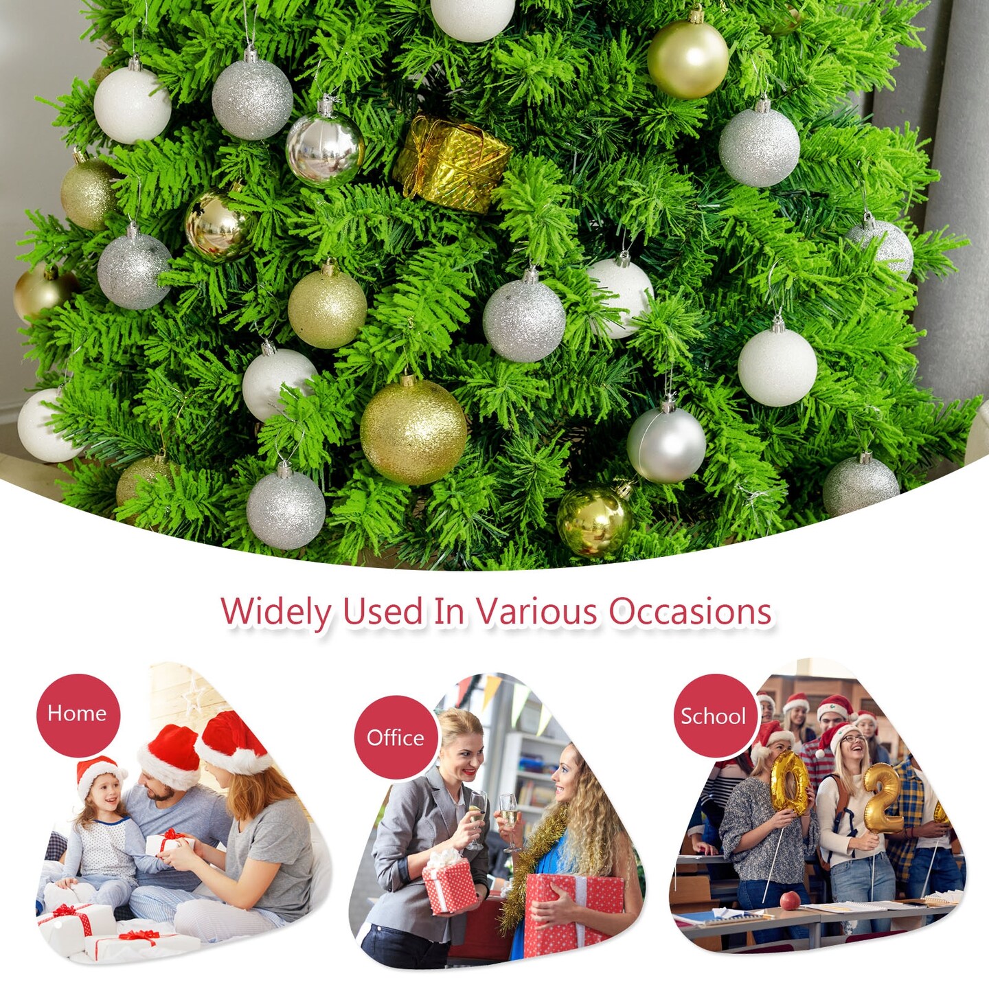 Snow Flocked Artificial Christmas Tree with Metal Stand