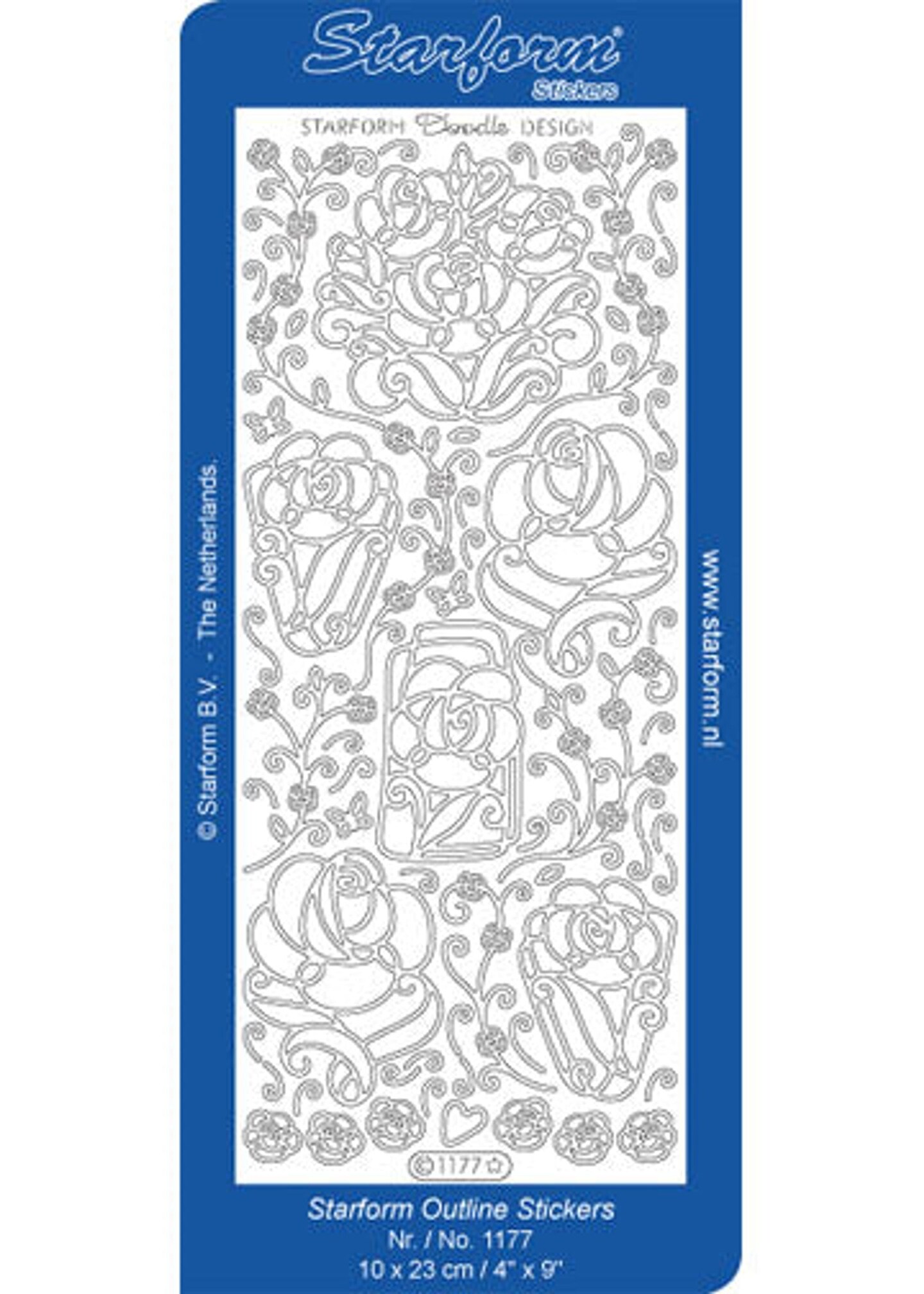 Starform Deco Stickers - Doodle Design Roses - Silver