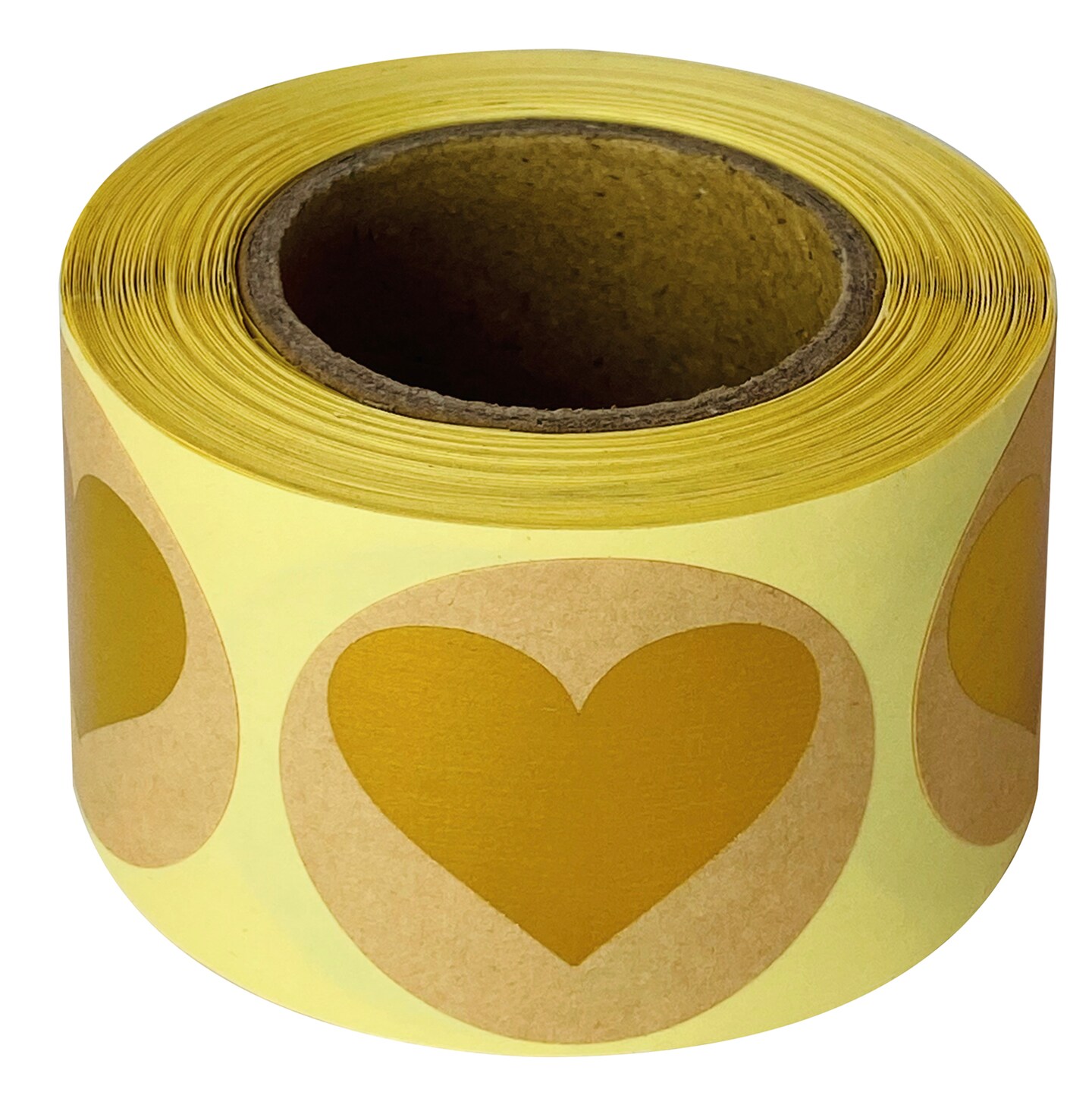 Great Papers! Seals, Self-Adhesive, Gold Foil Heart on Kraft, 1.57&#x22; Diameter, 250 Seals/Roll