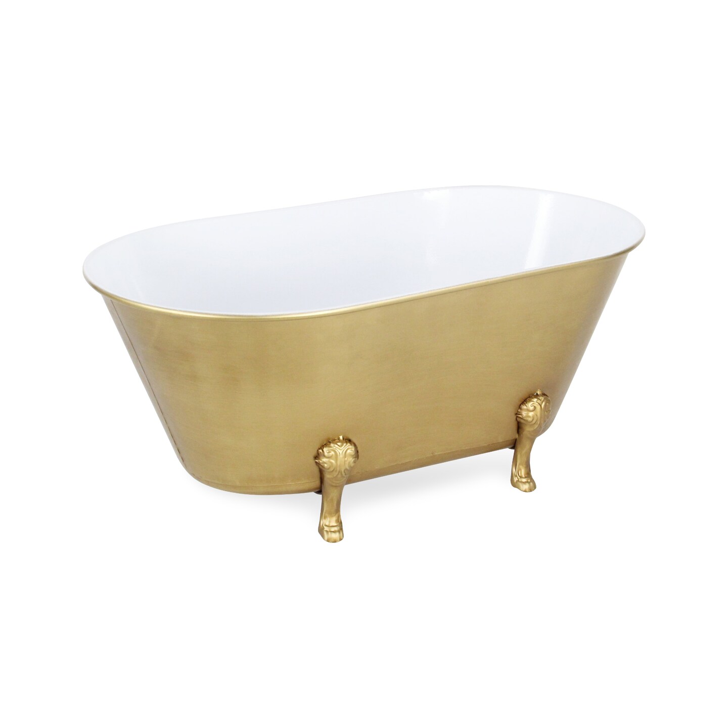 Contemporary Home Living Metal Bathtub Tabletop Decoration - Gold and White - Large - 25"
