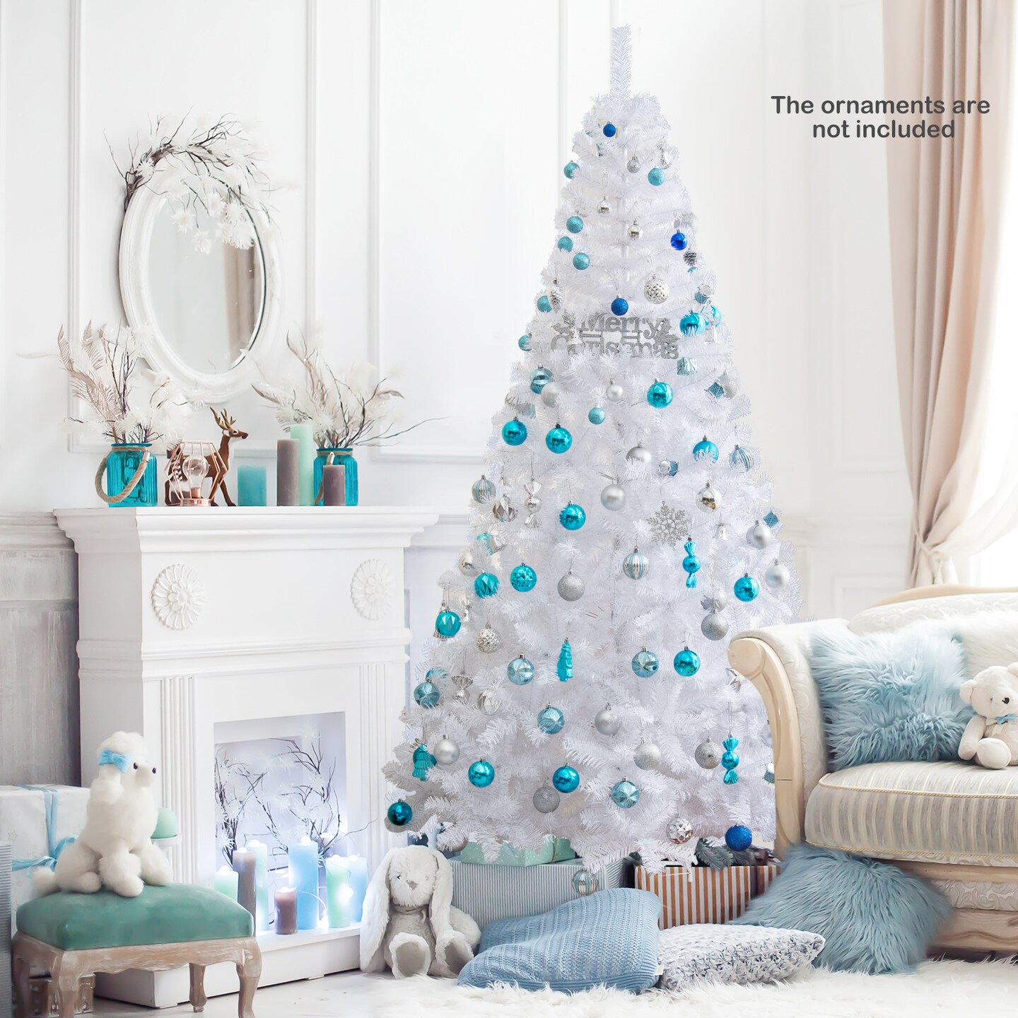 White Artificial PVC Christmas Tree with Metal Stand