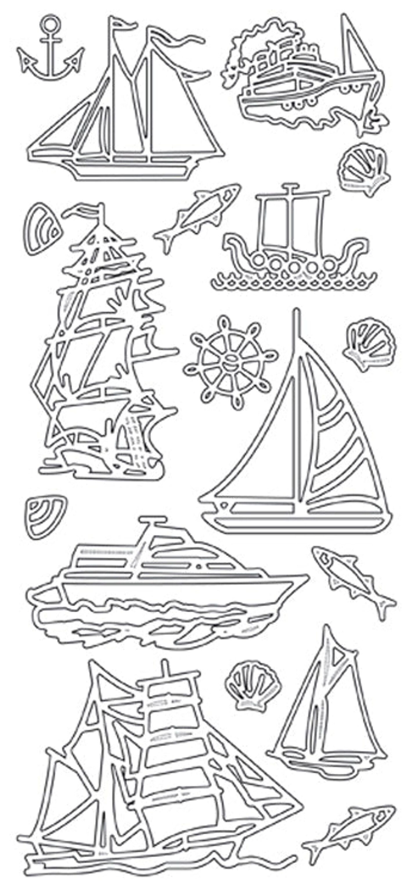 Peel-Offs Stickers Peel-Off Stickers - Boats - Silver