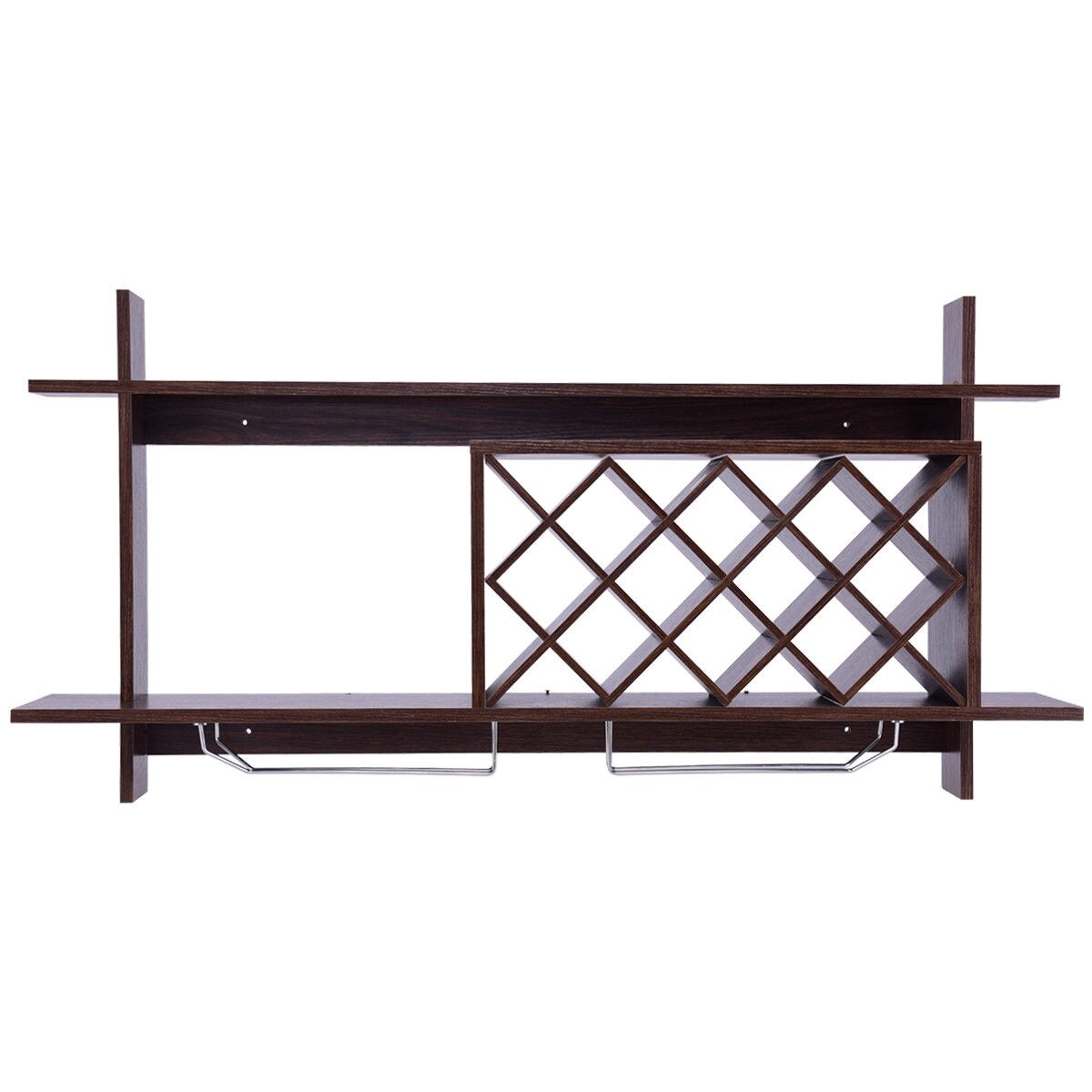 Wall Mount Wine Rack with Glass Holder &#x26; Storage Shelf