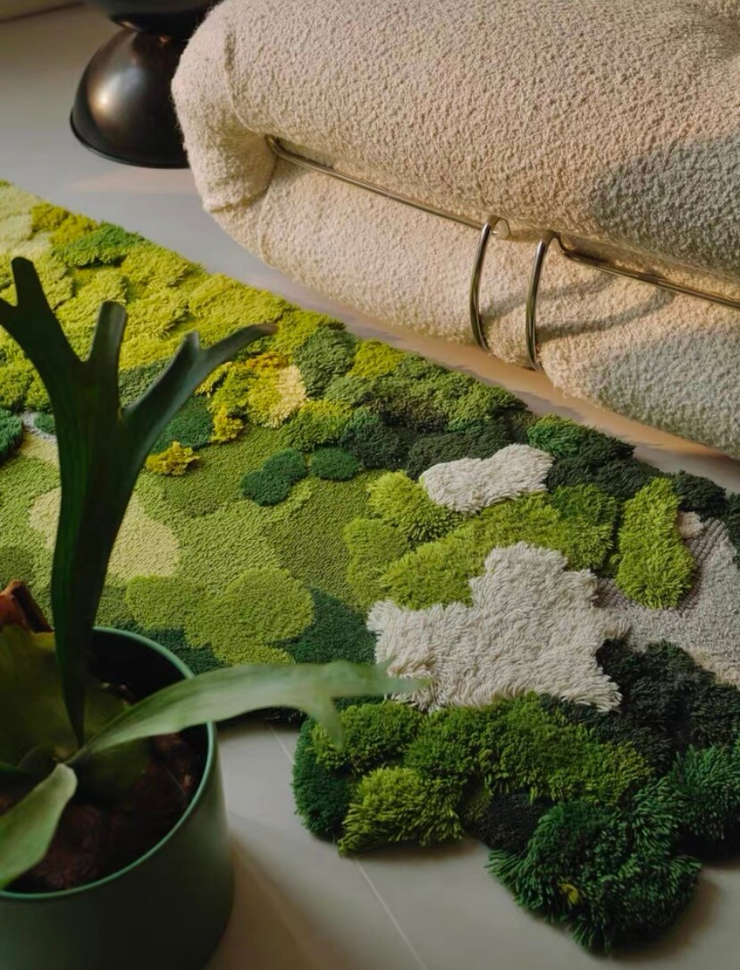 Tufted Moss Rug 3D, Green Moss Rug for Living Room, Soft Rugs for