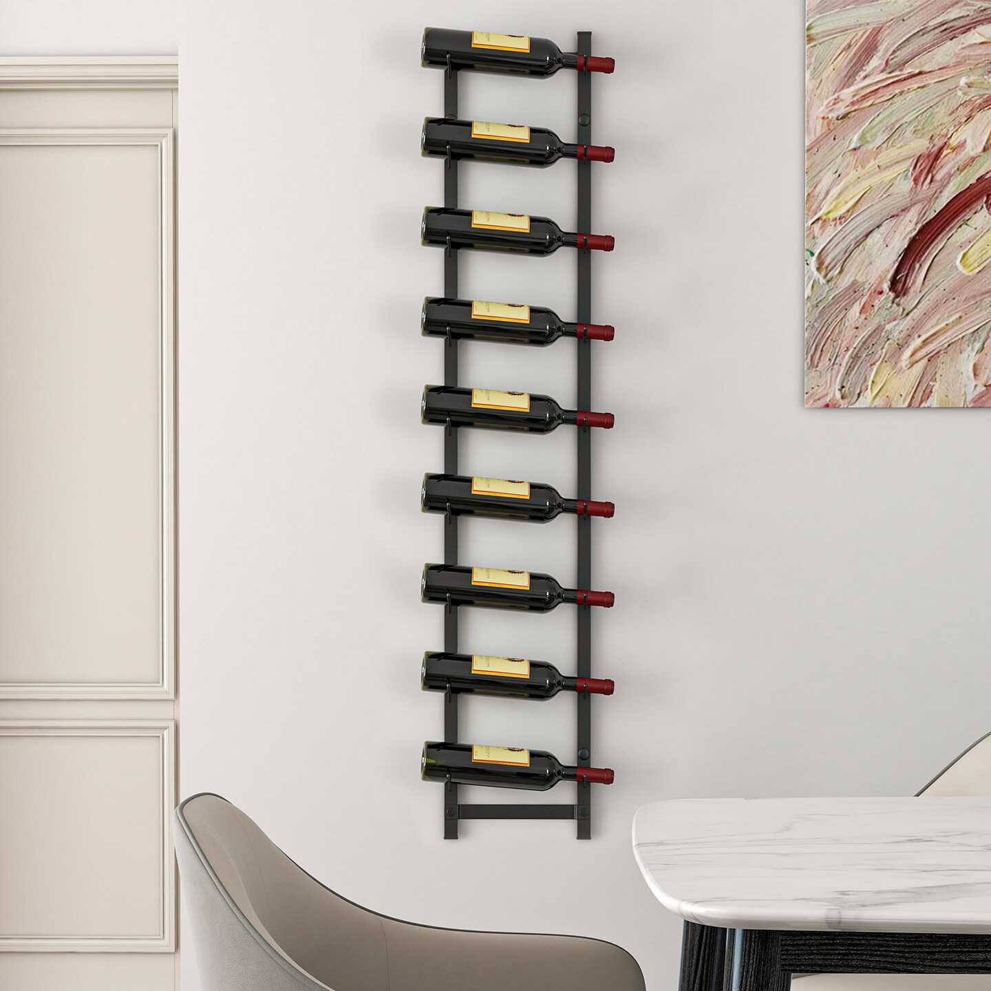 Rust proof Wall Mounted Wine Rack for 6 or 9 Bottles-L