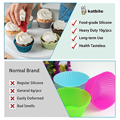 Silicone Cupcake Baking Cups Katbite 24 Pack Silicone Baking Cups Reusable Non-stick Heavy Duty Silicone Cupcake Liners for Baking Soft Pale Muffins Cups for Party Halloween Christmas