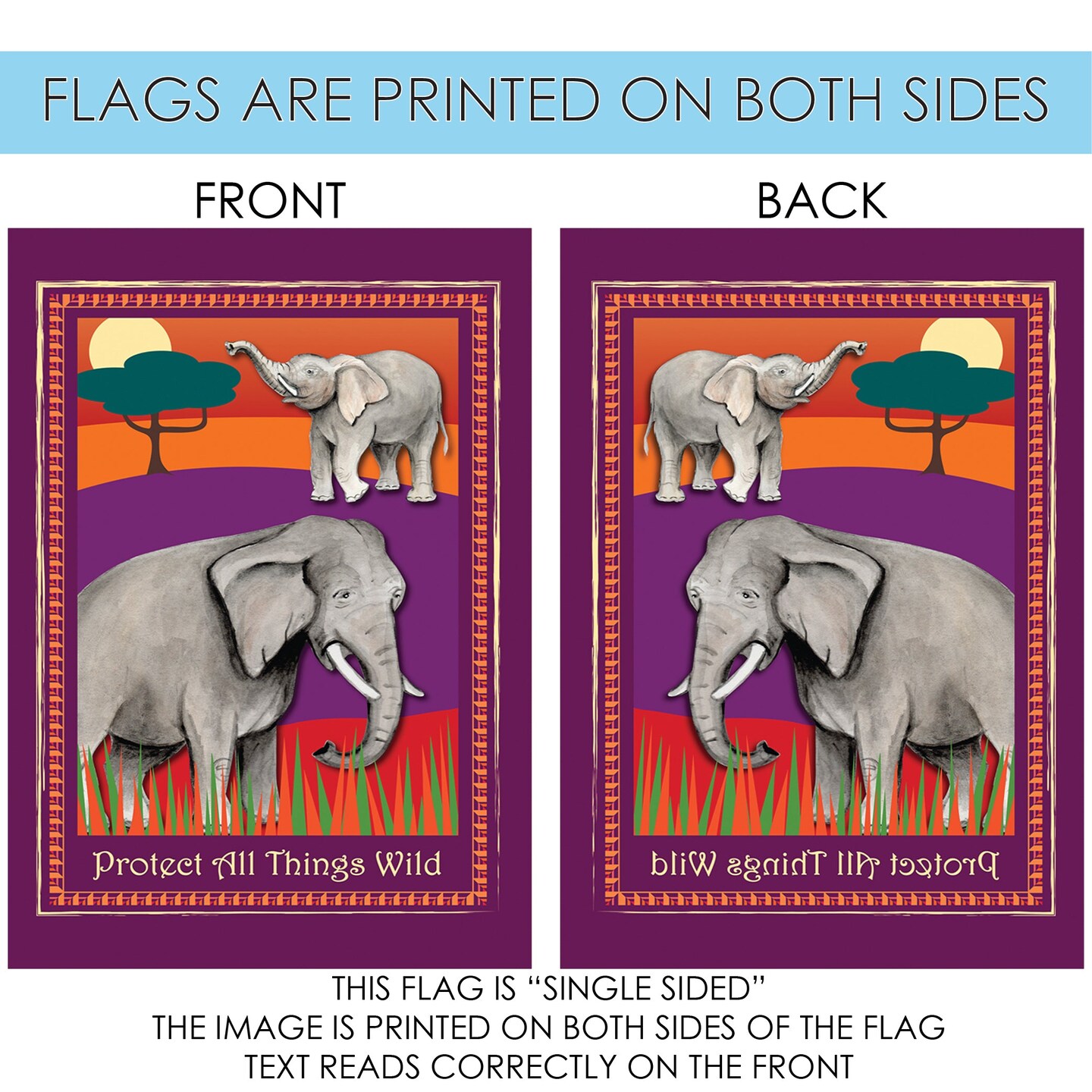 Protect Elephants Decorative Elephant Flag