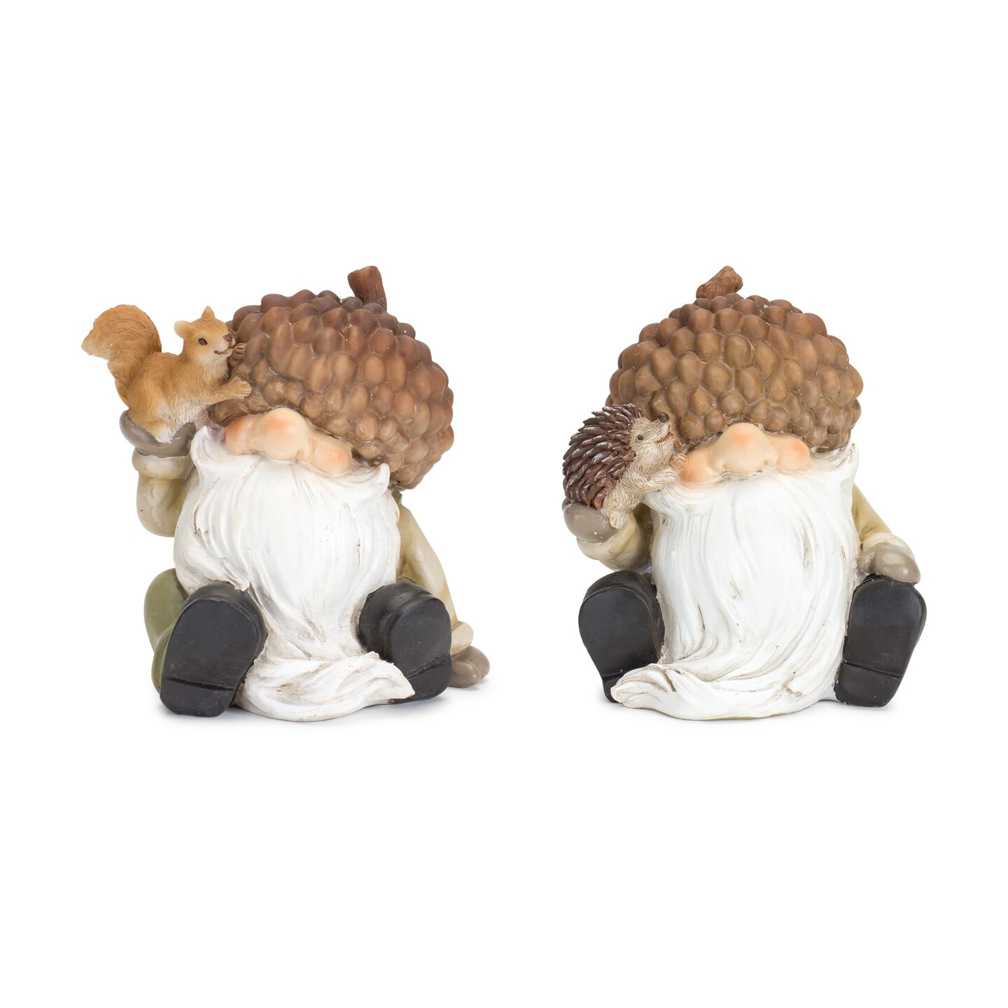 Melrose Set of 2 Gnome with Acorn Hat Christmas Tabletop Figurine 4&#x22;
