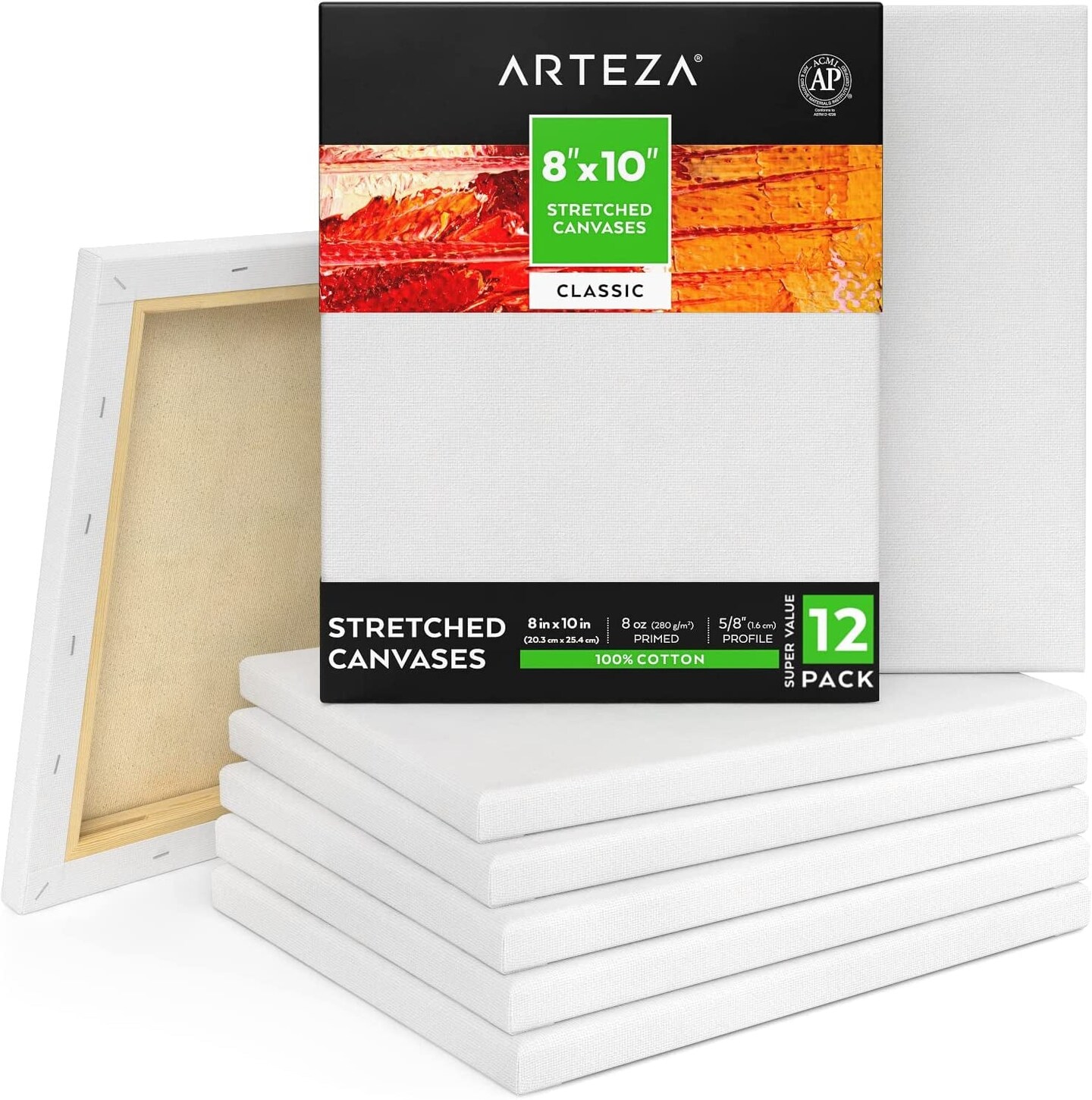 Stretched Canvas, 8 x 10, Pack of 5
