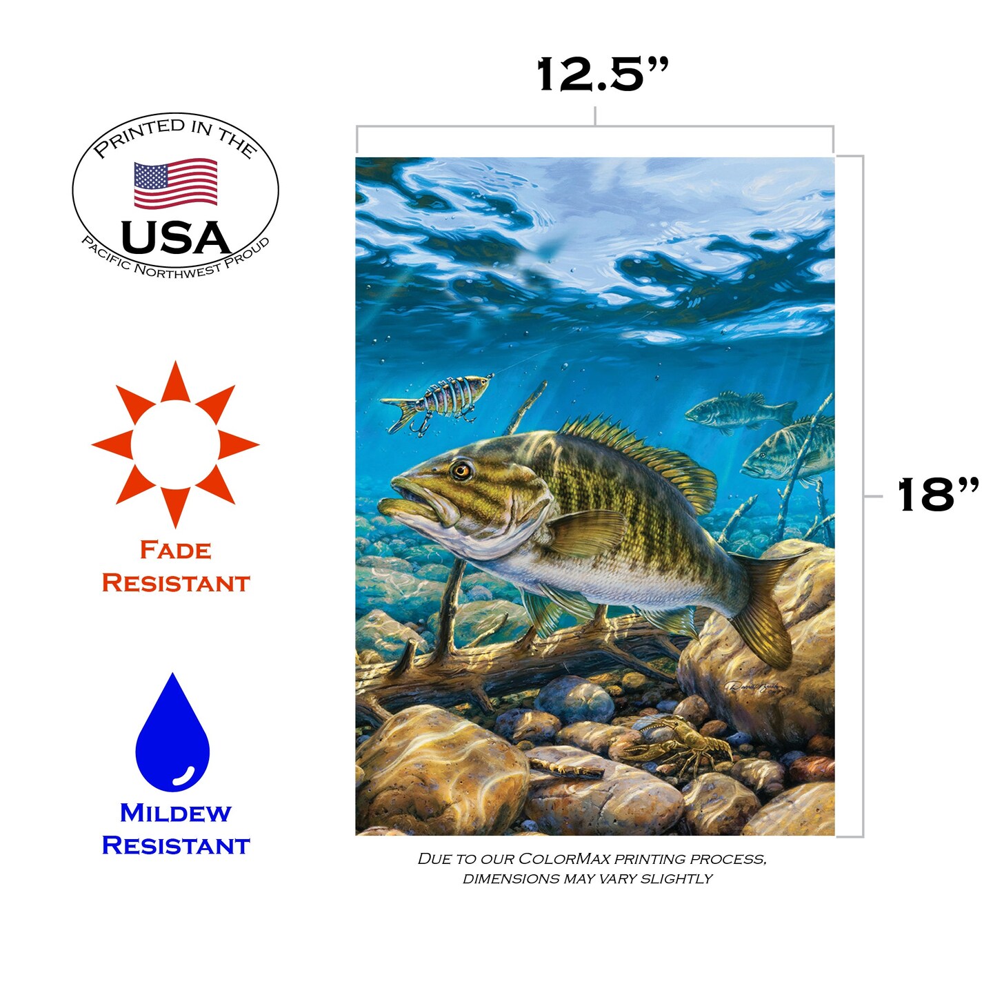 Smallmouth Bass Pond Decorative Fish Flag