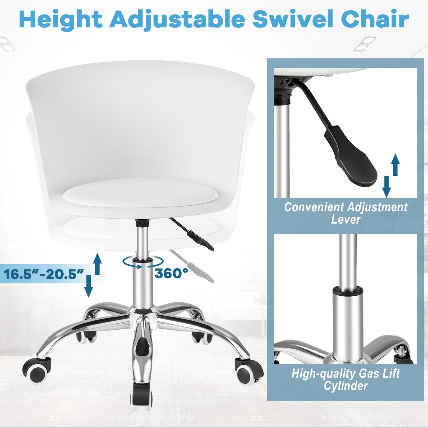 Set of 2 Computer Desk Chair with Ergonomic Backrest and Soft Padded Seat