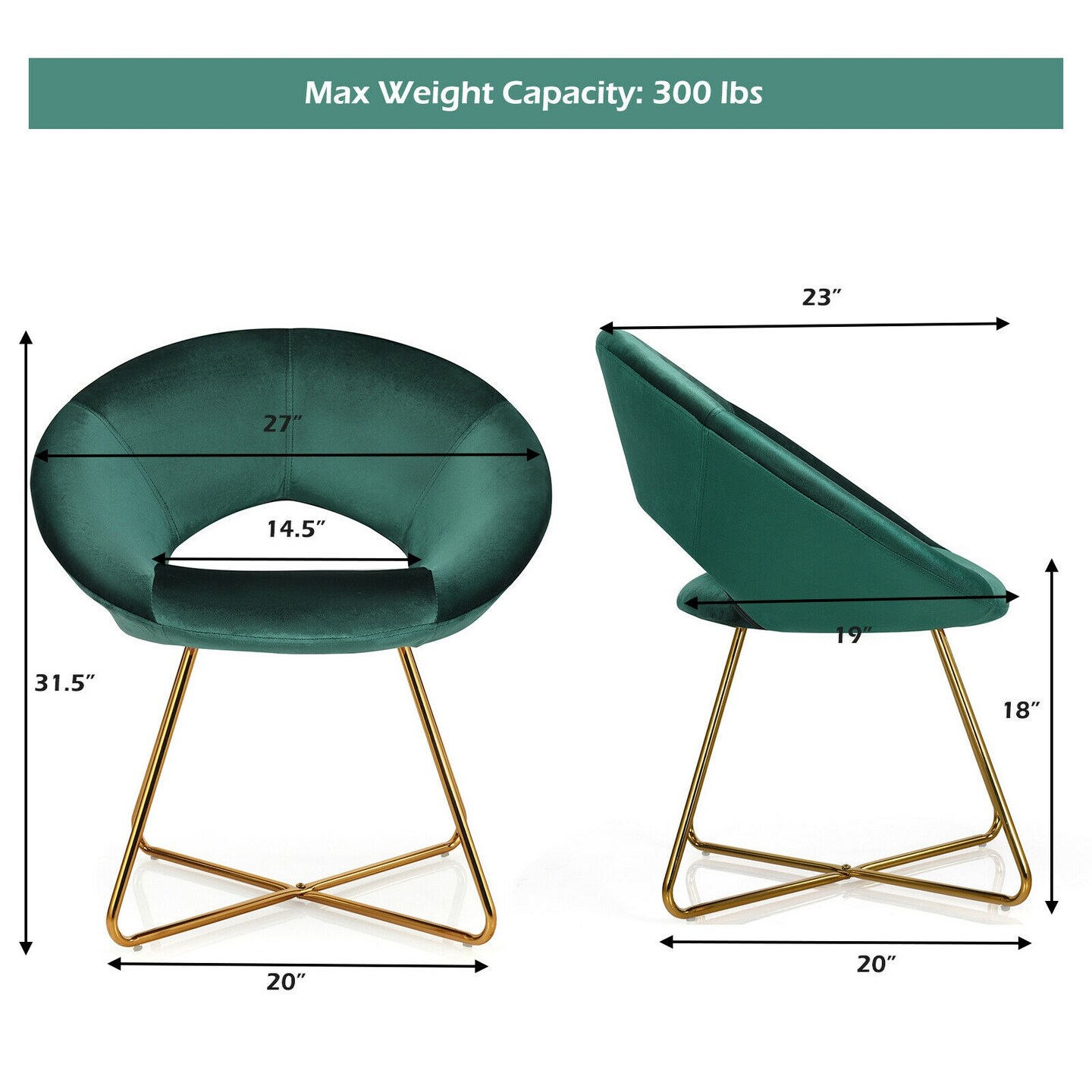 Modern Glam Velvet Accent Arm Chair with Golden Metal Legs and Soft Cushion Seat