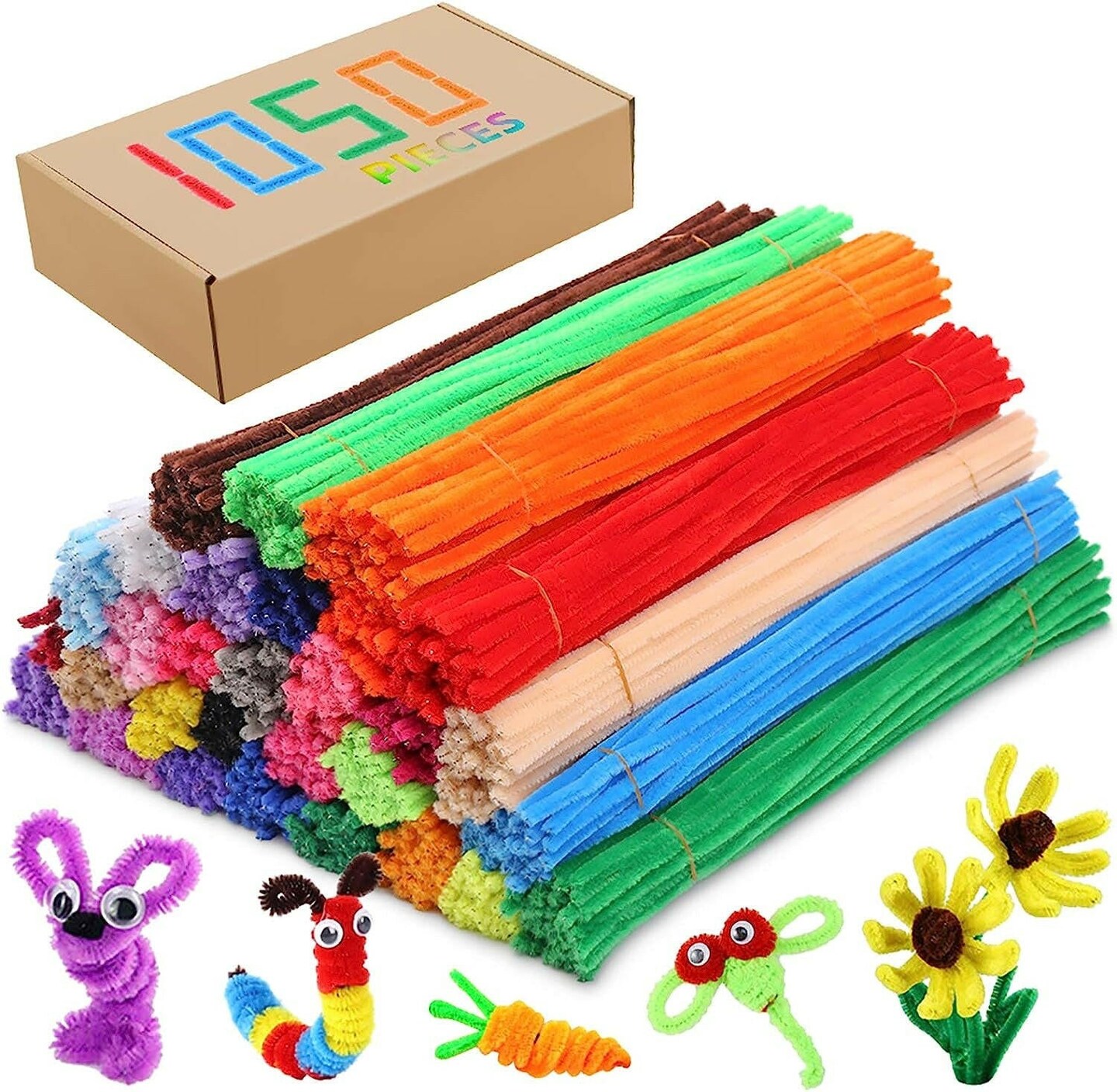 Pipe Cleaners Chenille Stems 1050 Pieces 30 Assorted Colors for Craft Arts  Creative DIY Projects Decorations, 6Mm X 12Inch Fuzzy Colored Chenille Stem  Sticks Set Craft Supplies for Kids and Adults
