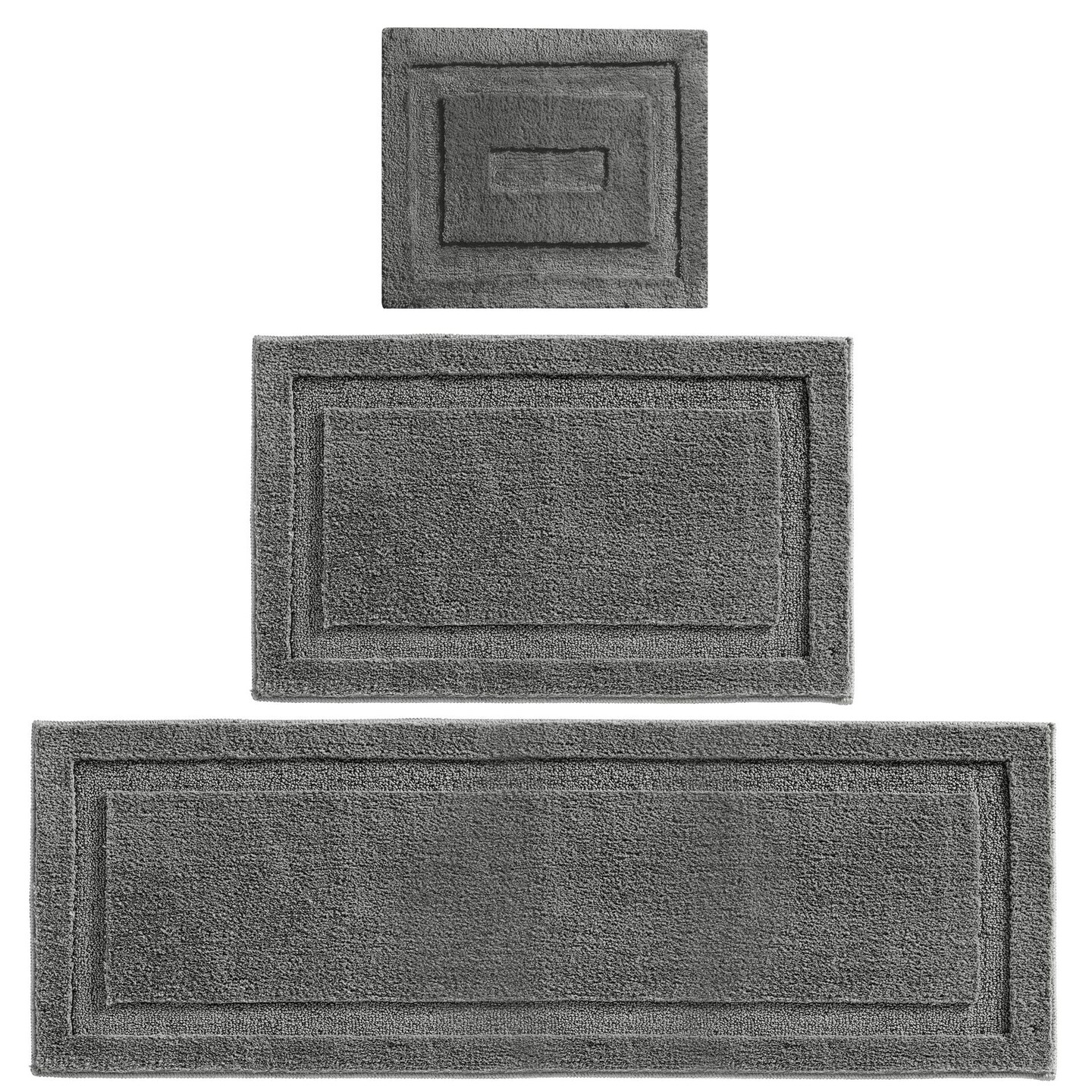 mDesign Microfiber Bath Mats - 3 Piece Bathroom Rug Set