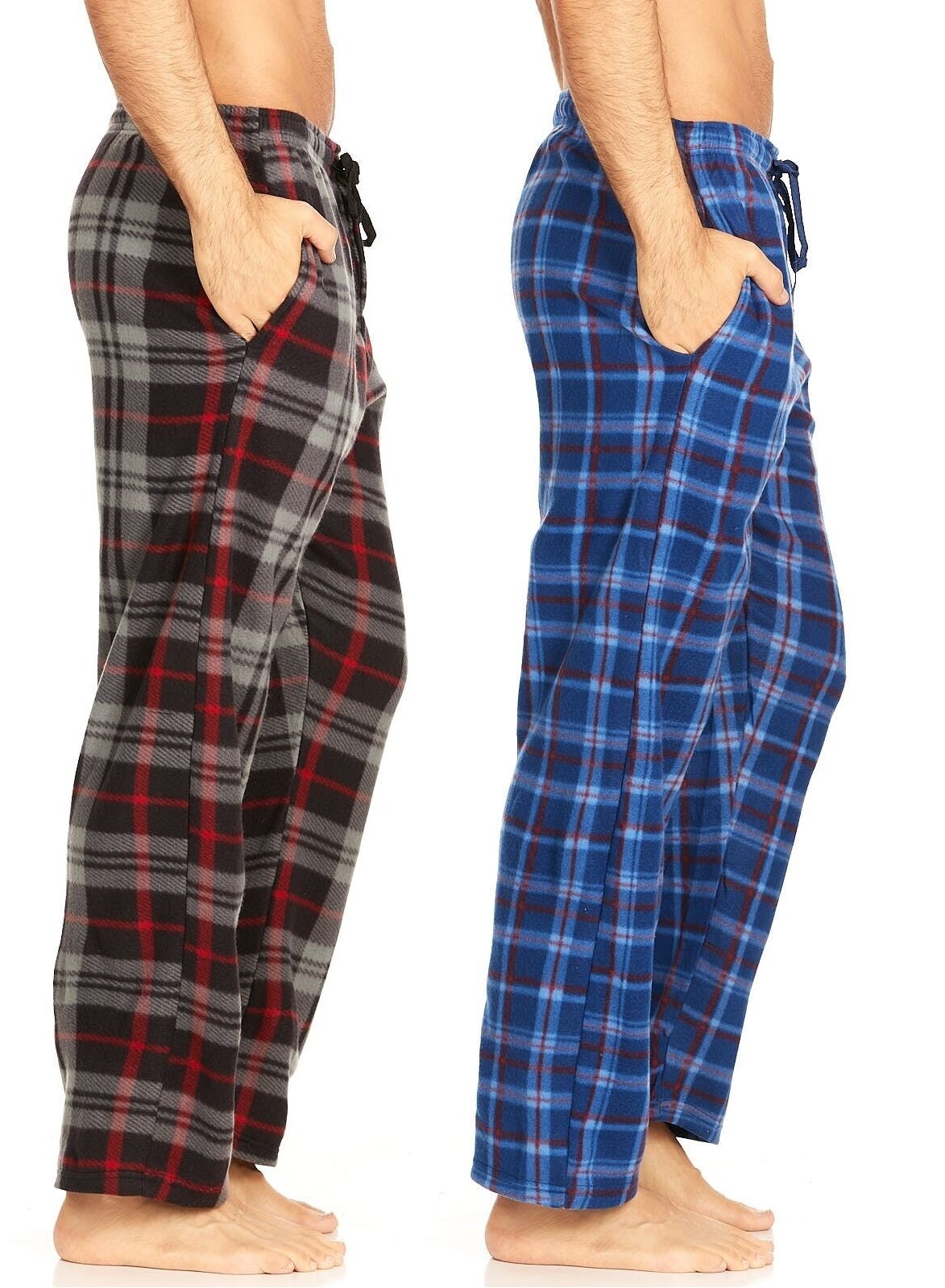 Men's Blue Polyester Checked Trousers