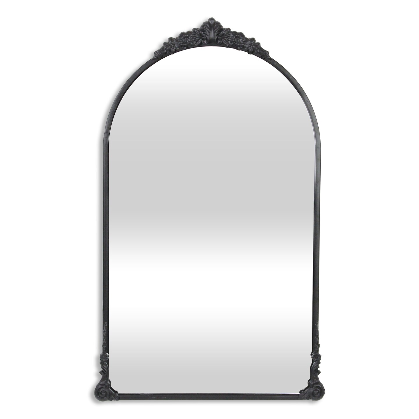 Contemporary Home Living Victorian Curved Top Handmade Wall Mirror - Black - 33.75&#x22;