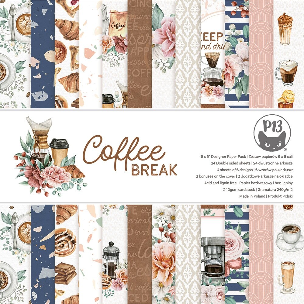 P13 Double-Sided Paper Pad 6&#x22;X6&#x22; 24/Pkg-Coffee Break
