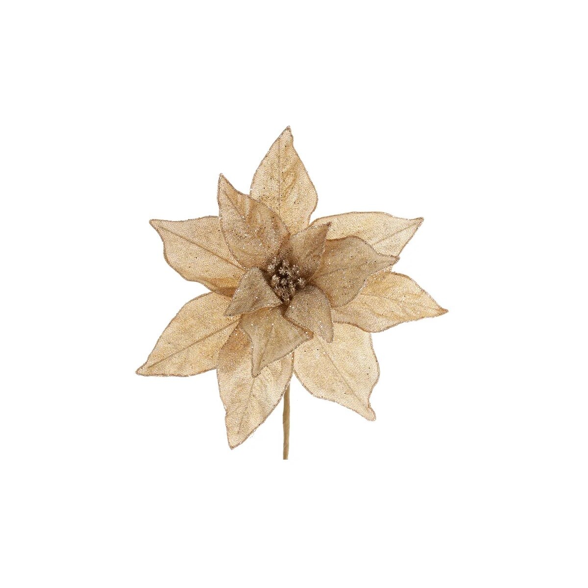 KSA Set of 12 Gold Glittered Poinsettia Artificial Christmas Picks 20