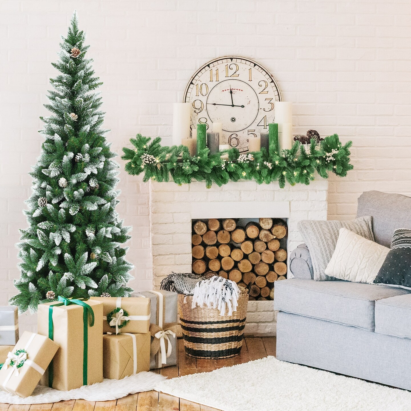 Artificial Pencil Christmas Tree with Pine Cones