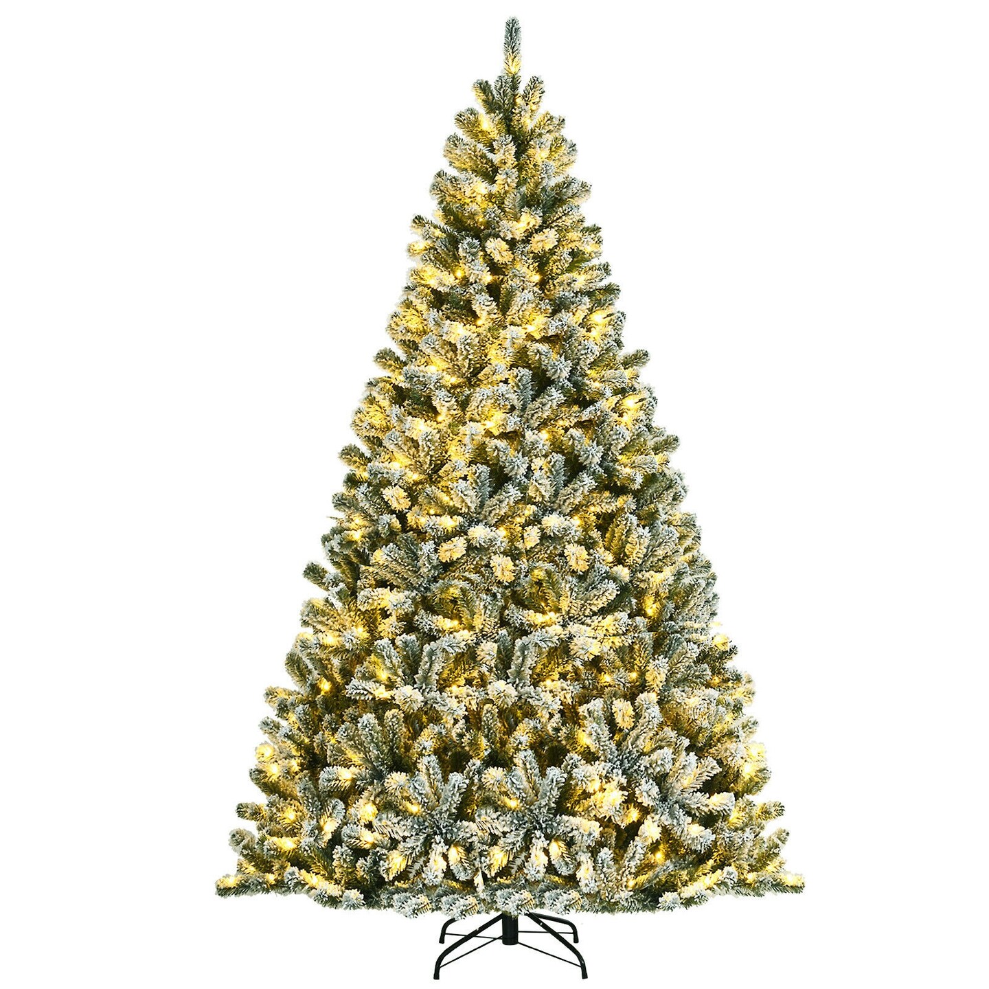 Pre-lit Snow Flocked Hinged Christmas Tree Perfect for Festive Season Decoration