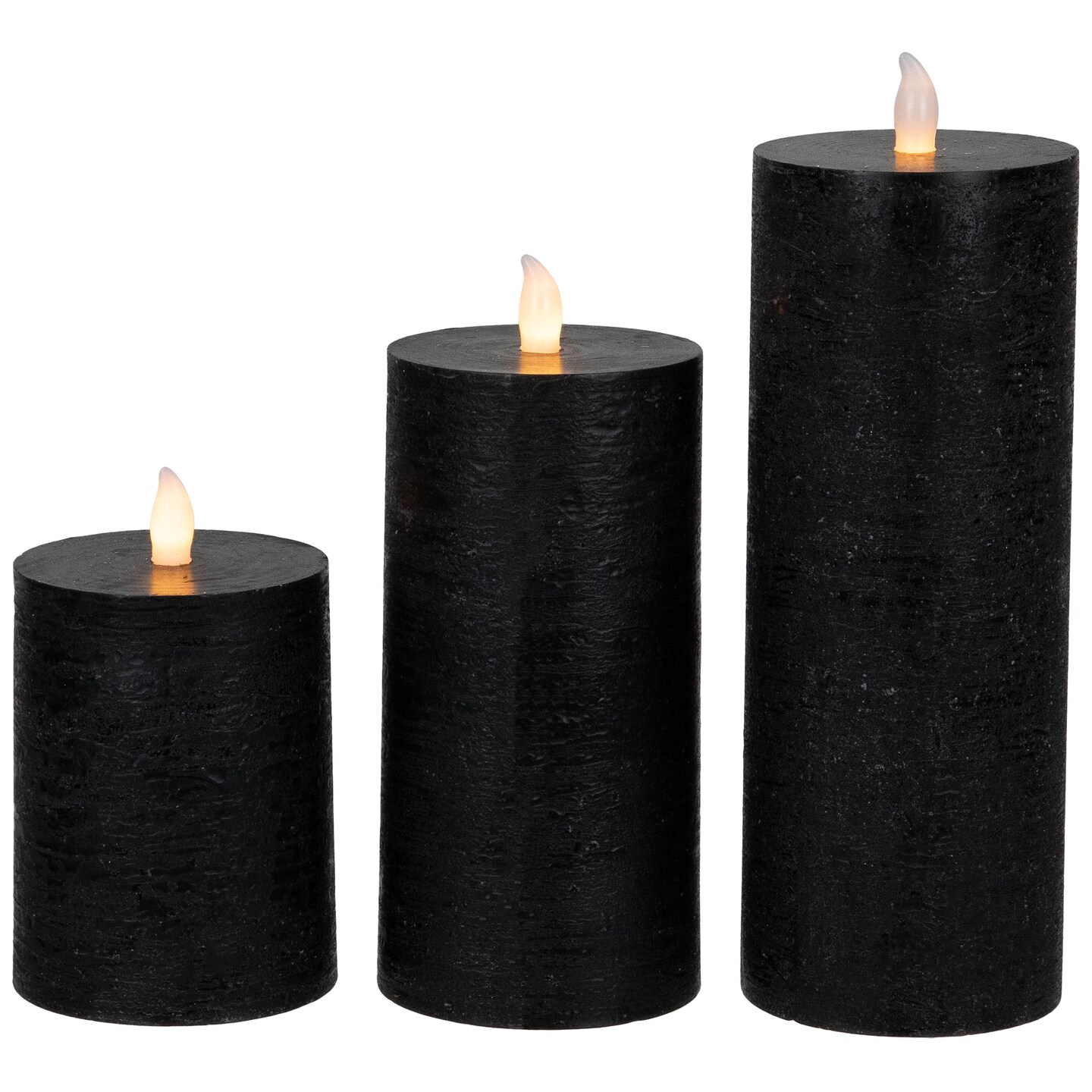Northlight Black LED Flameless Flickering Wax Pillar Halloween Candles ...