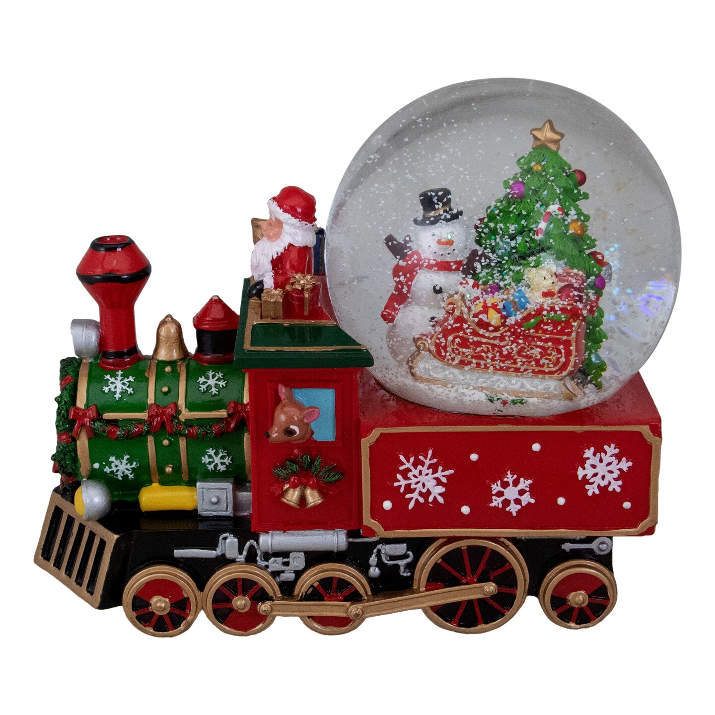 Northlight 8.5&#x22; Green and Red Christmas Train Snow Globe