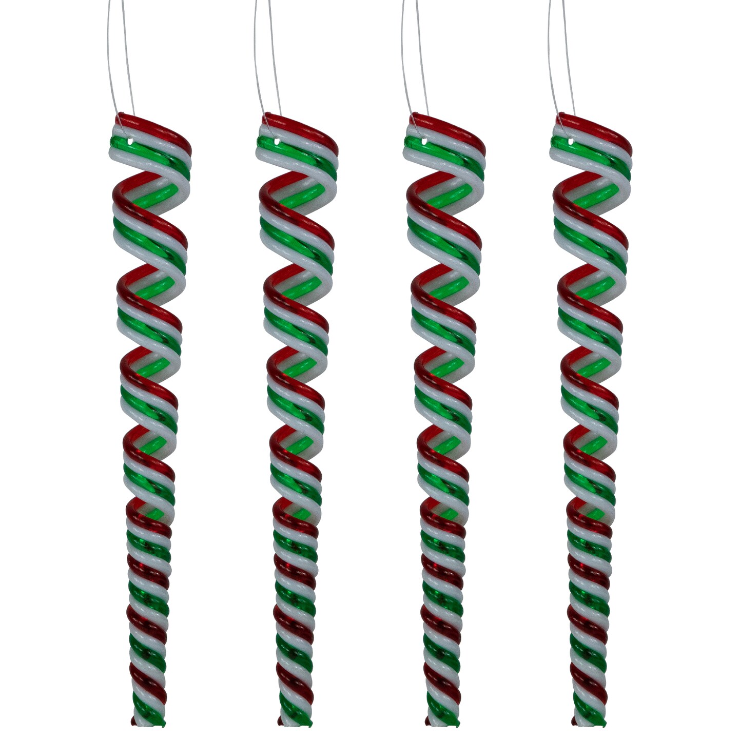 Northlight Pack of 4 Red, White and Green Candy Curls Christmas Ornaments 7"
