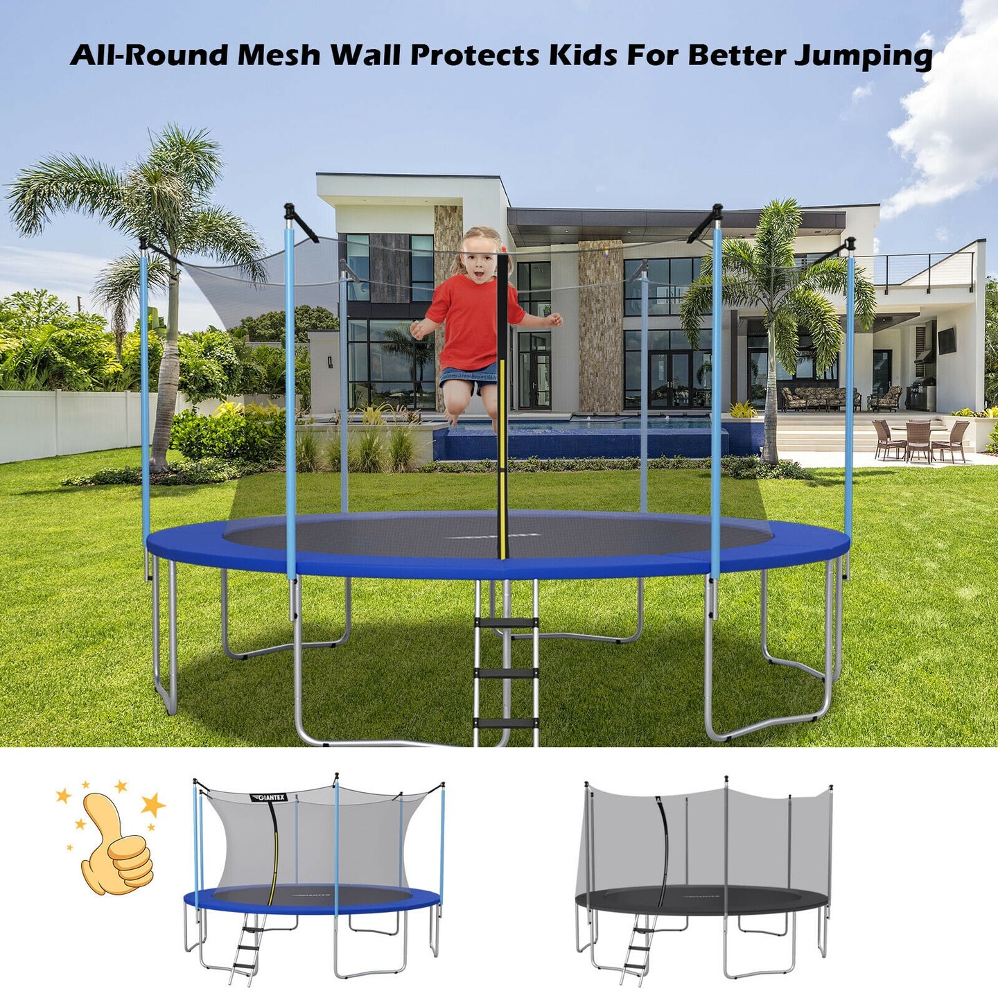 Replacement Weather-Resistant Trampoline Safety Enclosure Net