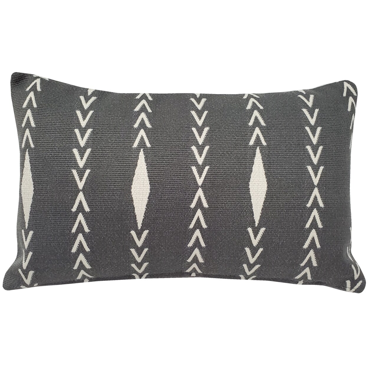 Pillow D&#xFFFD;cor Diamond Ray Charcoal Gray Throw Pillow 12x20, with Polyfill Insert