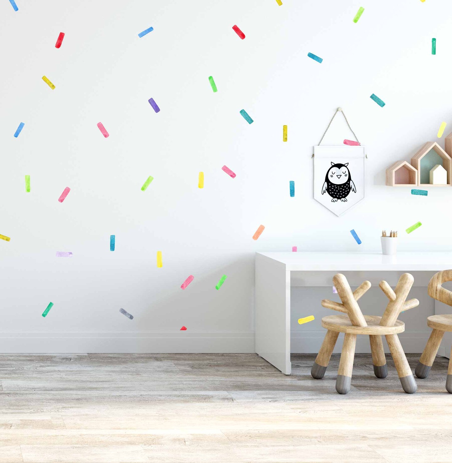 Sprinkles Wall Decals,  Rainbow Color Polka Dots, Stripes Decal, Stripe Stickers, Nursery Decor, Bedroom Decor LF210 product 3