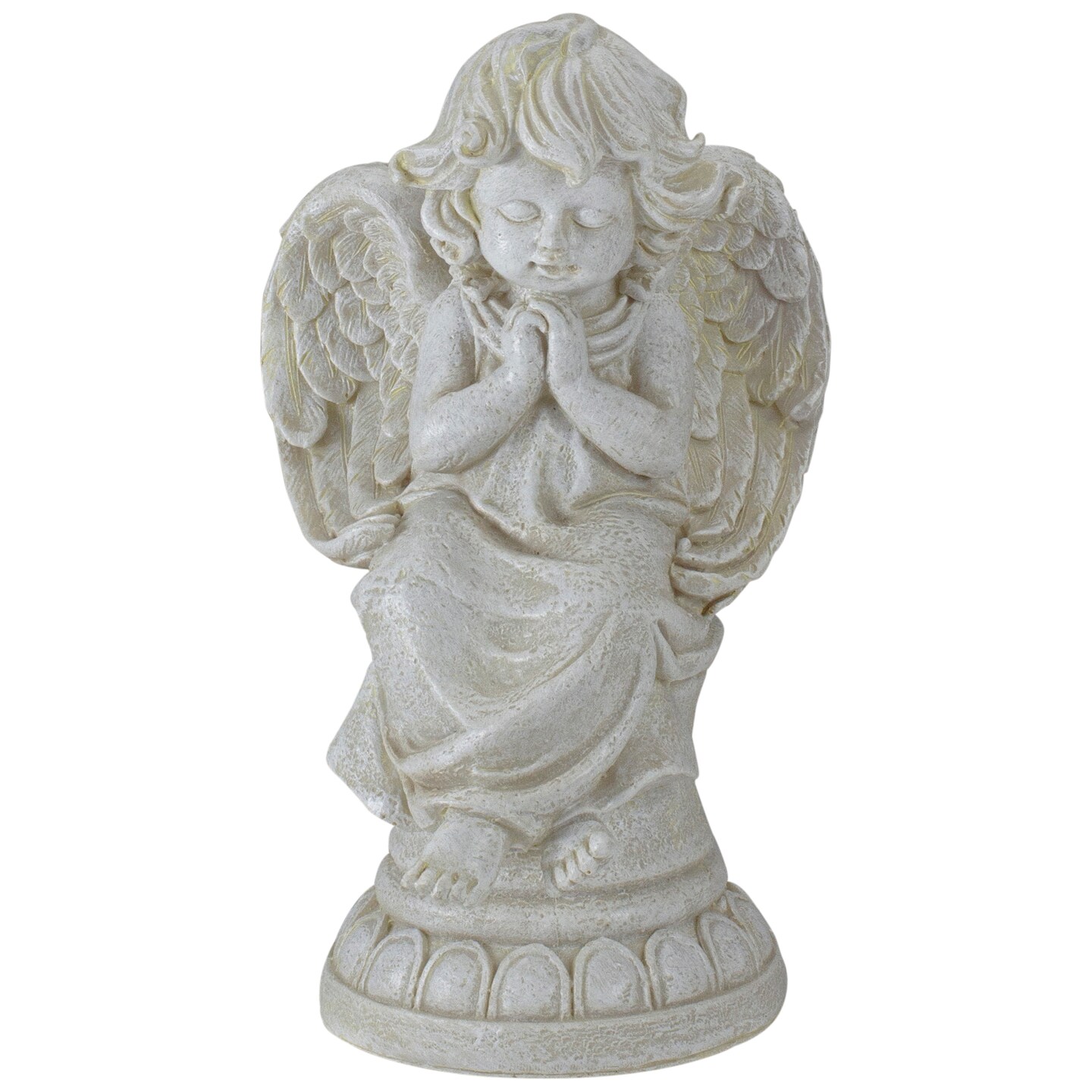 Northlight 9" Ivory Praying Angel on Pedestal Outdoor Garden Statue