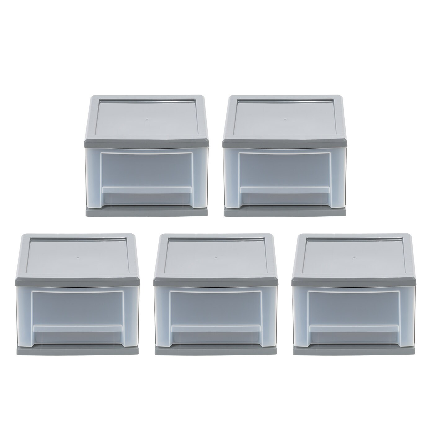 IRIS USA 6.5 Quart Gray Stackable Drawer, 5 Pack