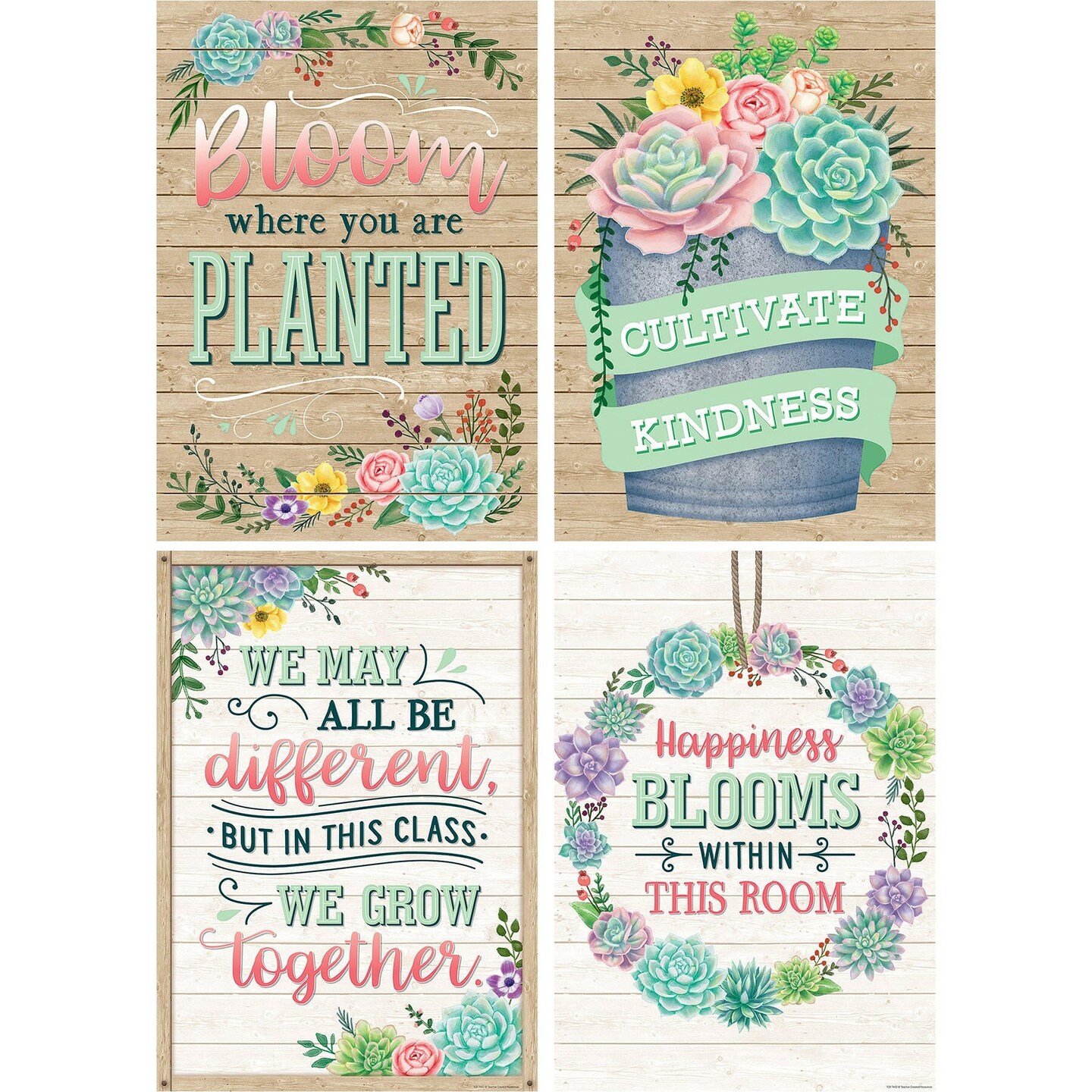Rustic Bloom Posters, 13-3/8&#x22; x 19&#x22;, Set of 4