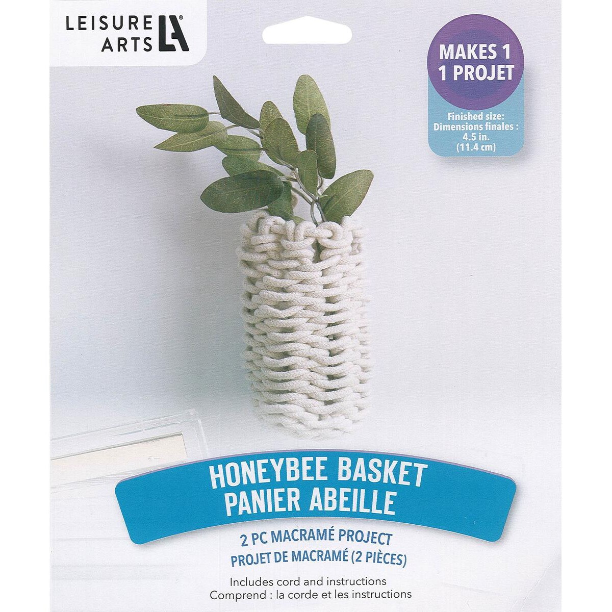 Leisure Arts Macrame Kit Honeybee Basket, Macrame Kits for Adults Beginners, Macrame Basket Kit, Macrame Beginners Kit, Macrame Kit, Diy Macrame Kit, Macrame Kit Beginner