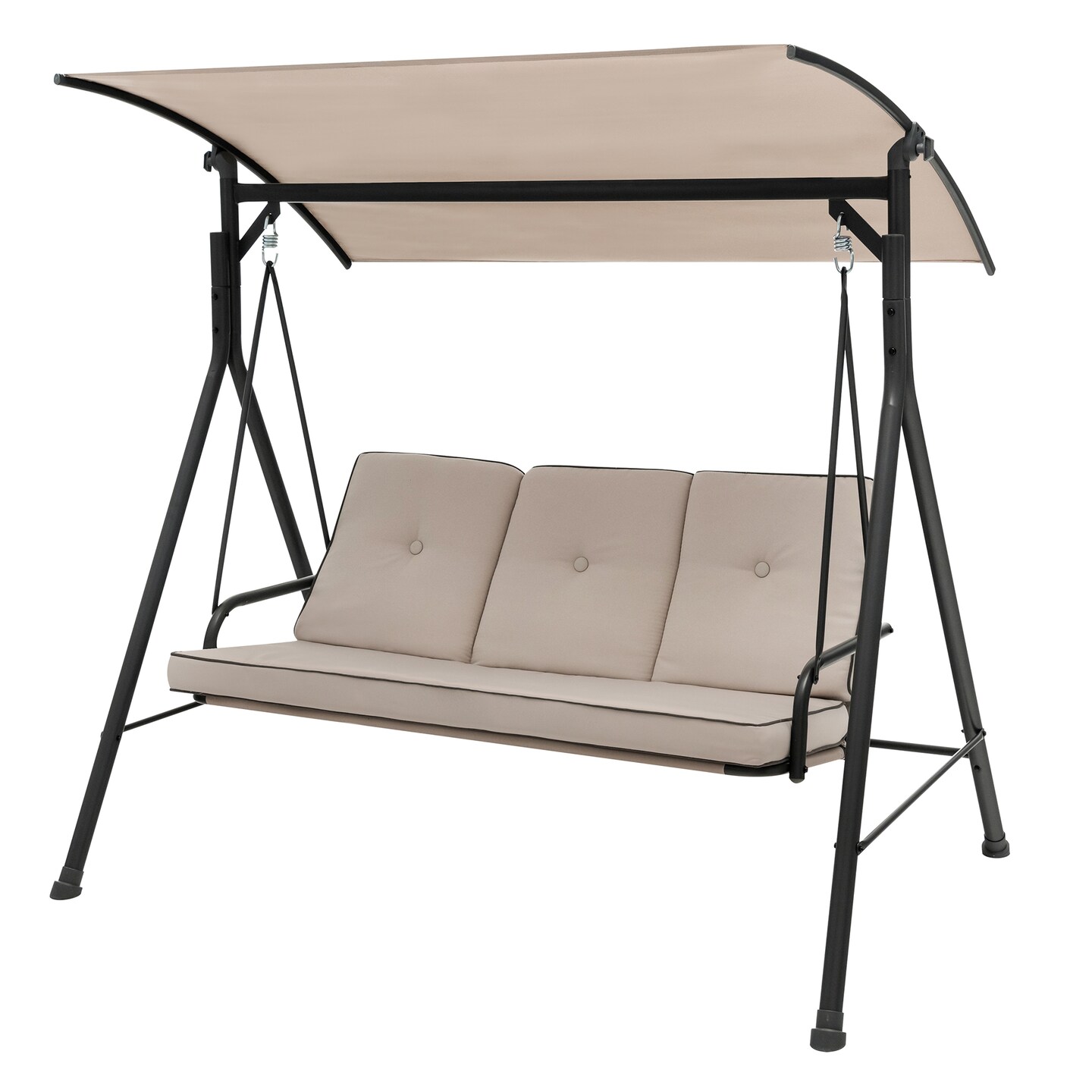 Costway 3-Person Hammock Chair Patio Porch Swing with Adjustable Canopy, Removable Cushion