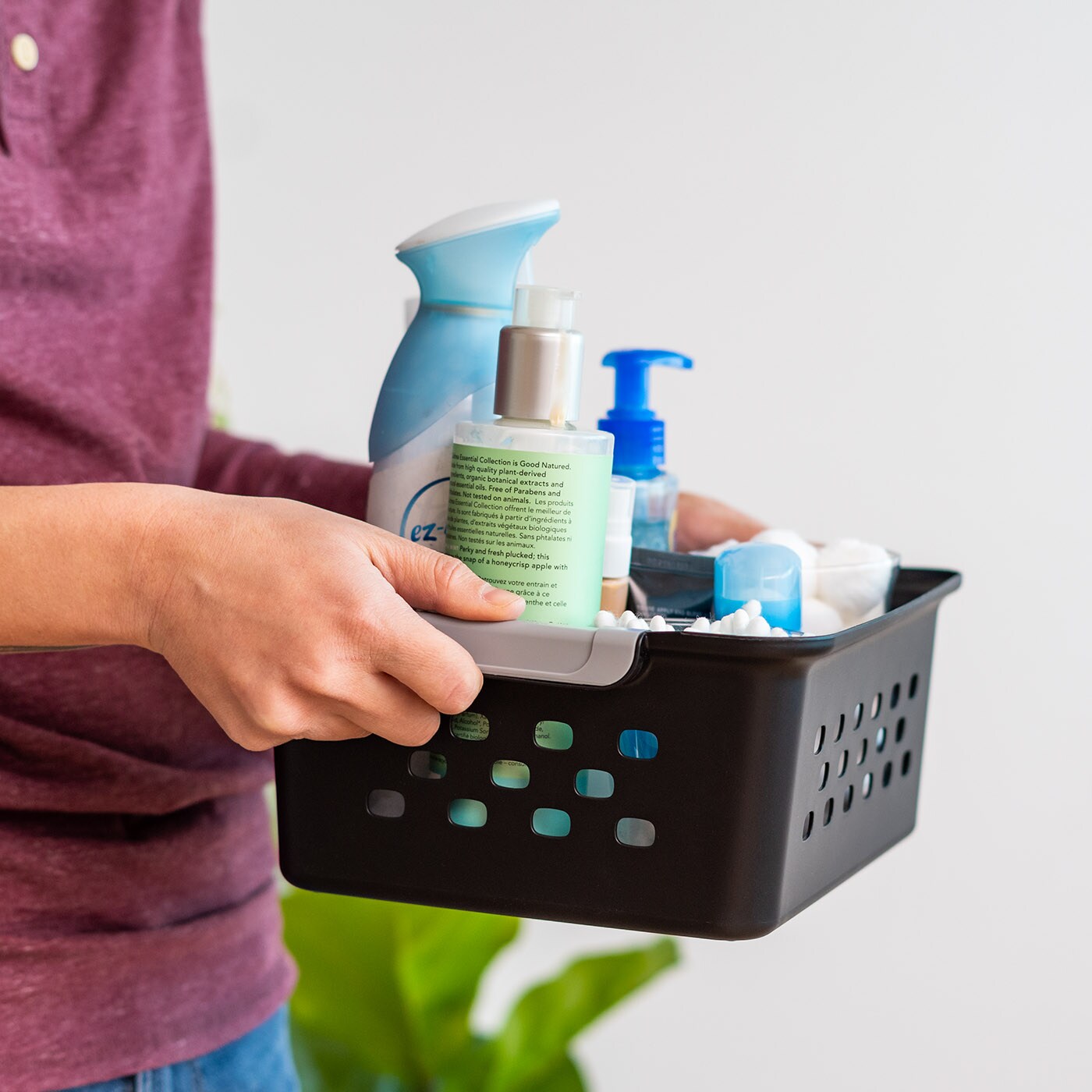 IRIS USA Plastic Storage Basket, Shelf Basket Organizer for Pantries