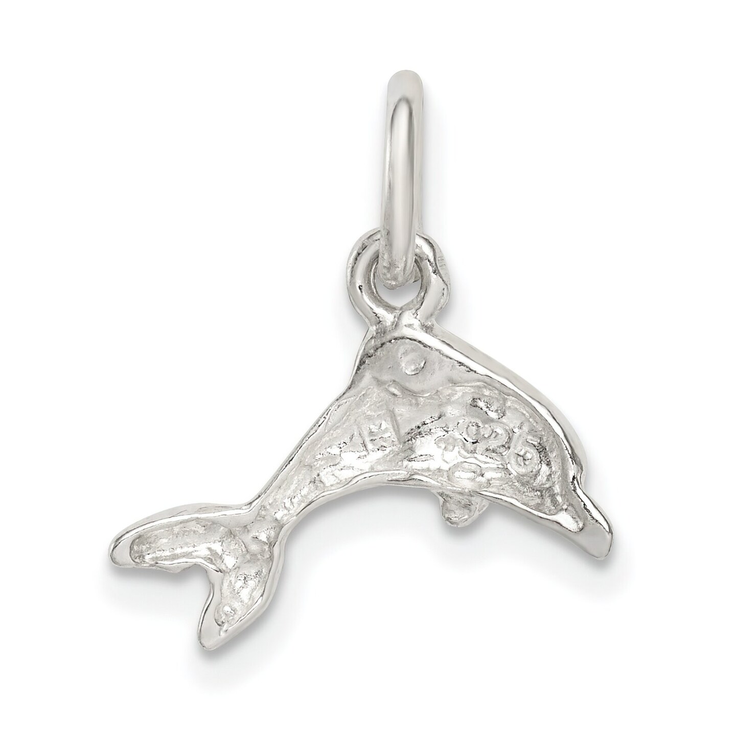 Sterling Silver Dolphin Charm Jewelry Ocean Pendant 17mm x 16mm