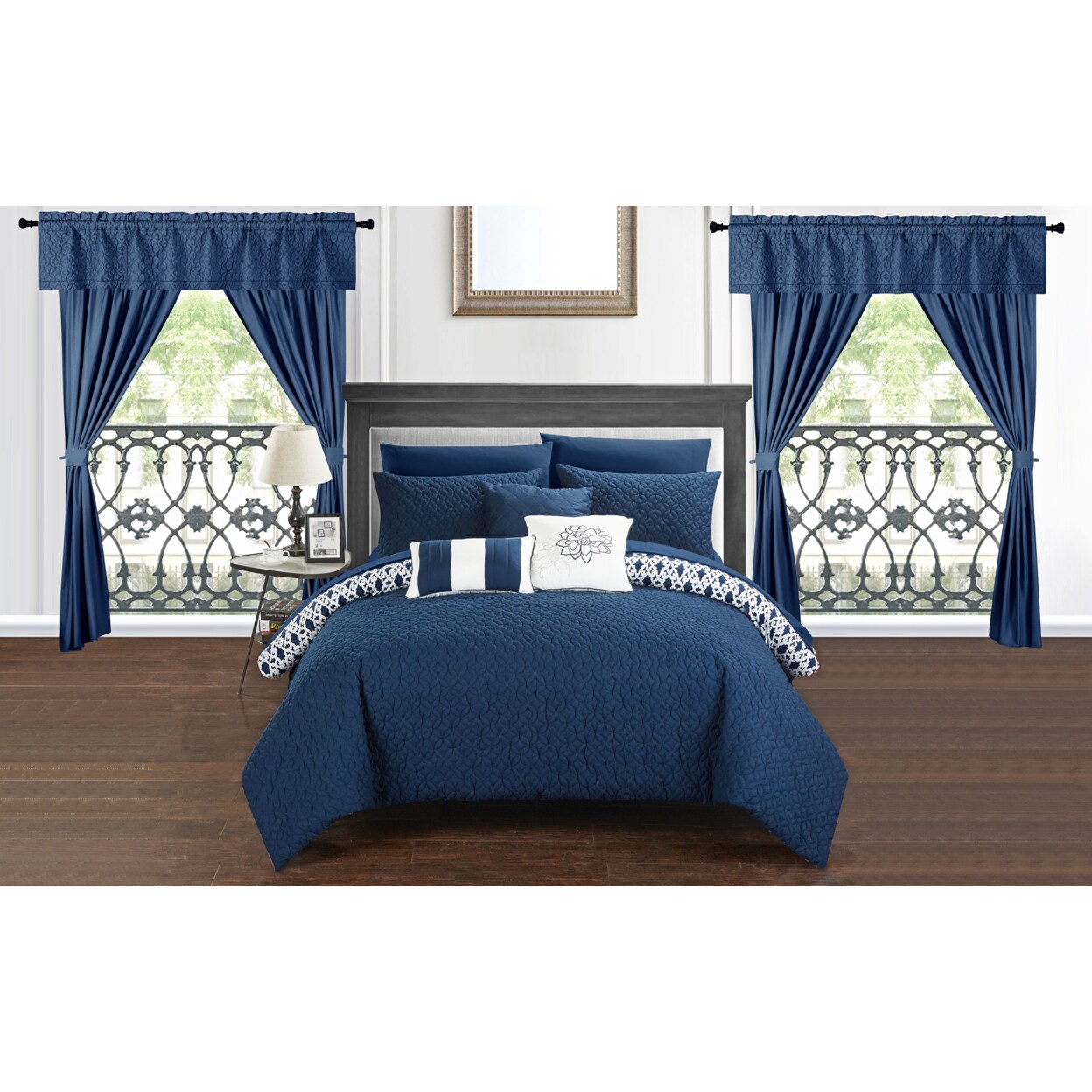 Chic Home Ami 20 Piece Comforter Set Reversible Geometric Quilted Design Complete Bed in a Bag Bedding