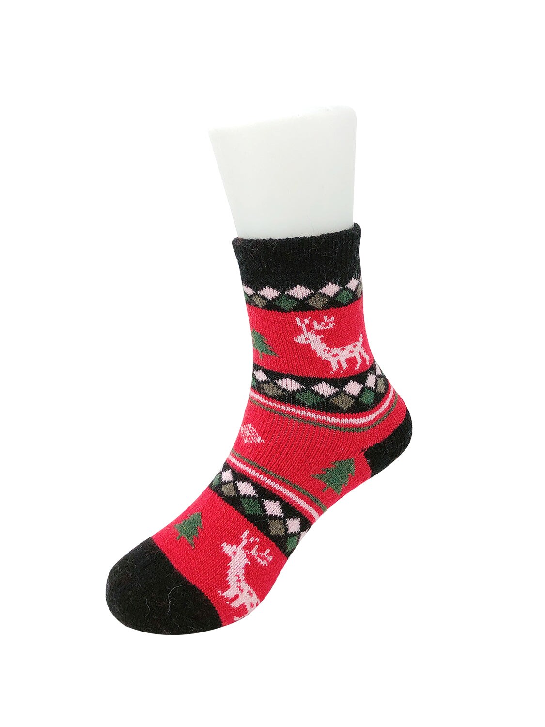 Wrapables Children&#x27;s Thick Winter Warm Wool Socks (Set of 6), Christmas Reindeer / Large