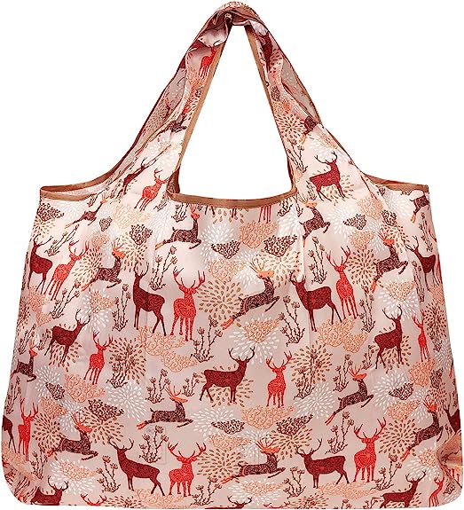 Wrapables Large Foldable Tote Nylon Reusable Grocery Bag, 3 Pack