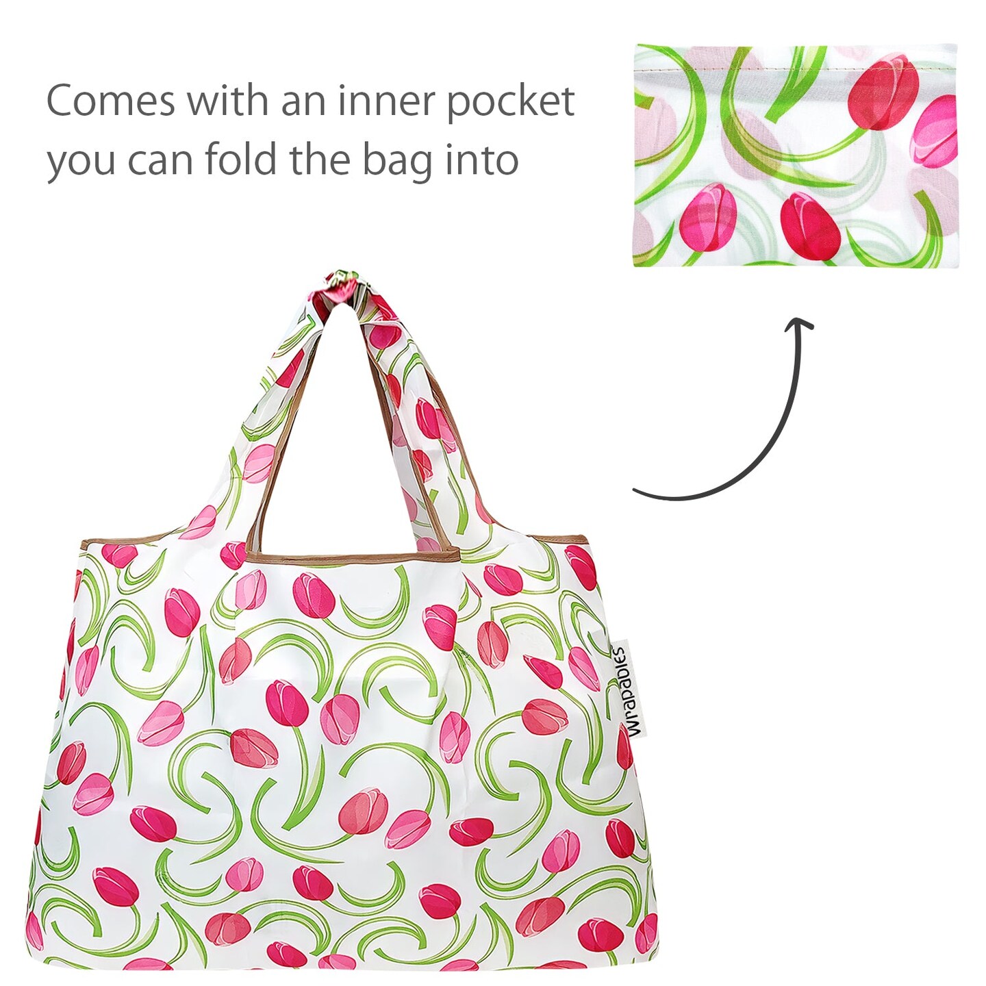 Wrapables Large & Small Foldable Tote Nylon Reusable Grocery Bags, Set of 2