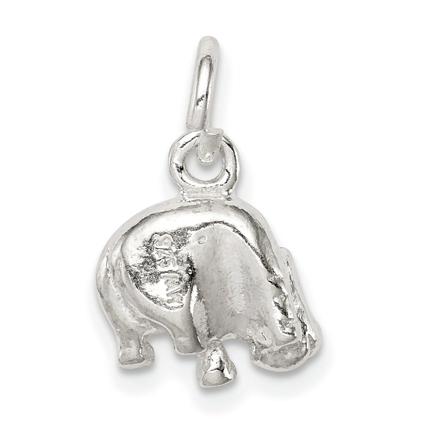 Sterling Silver Hippo Charm Pendant Africa Animal Jewerly 12mm x 11mm