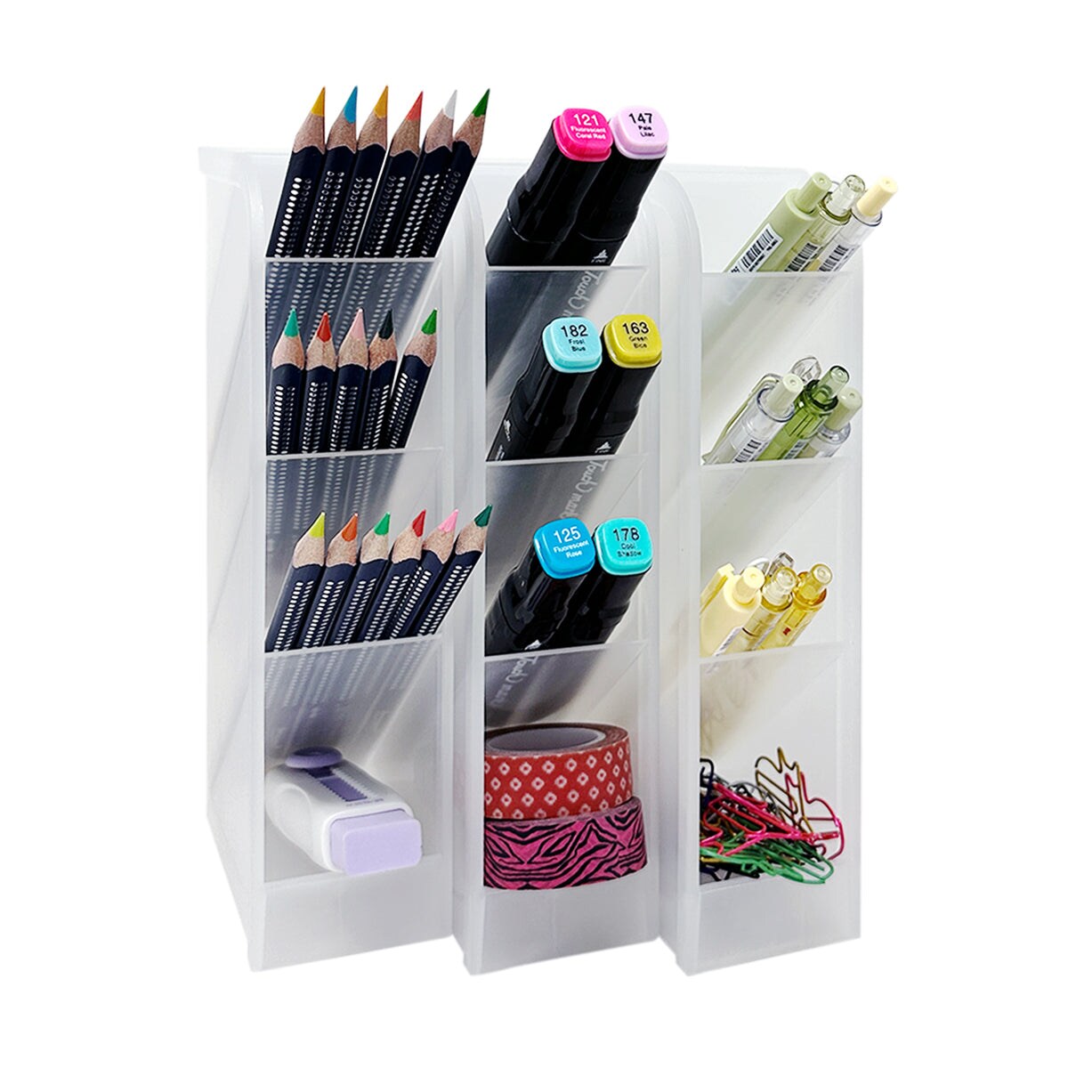 Ohuhu Bamboo Marker Organizer Wooden Desktop Storage Hold 126 Markers  Alcohol Markers Double Tipped 24 Portrait Colors : Office Products 